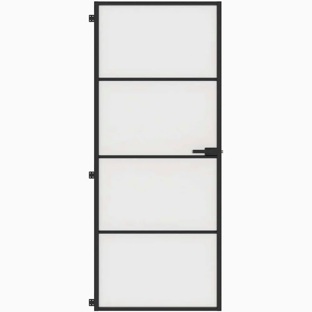 vidaXL Porta Interni Sottile Nera 83x201,5cm Vetro Temperato Alluminio