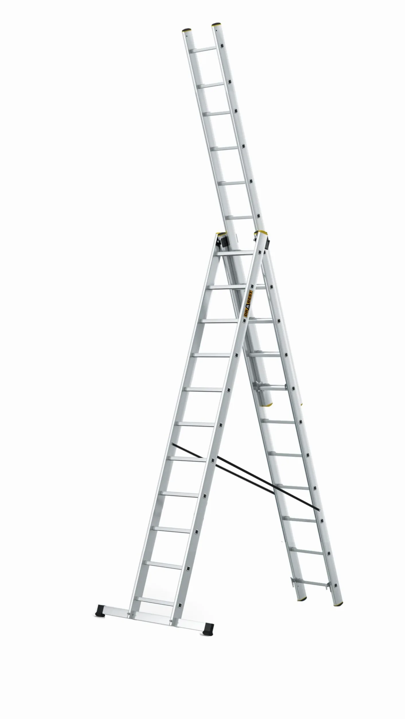 Drabest Scala Allungabile in Alluminio 3x11 Gradini Scala Trasformabile Tripla Multifunzione portata max 150 kg Gancio Gratuito