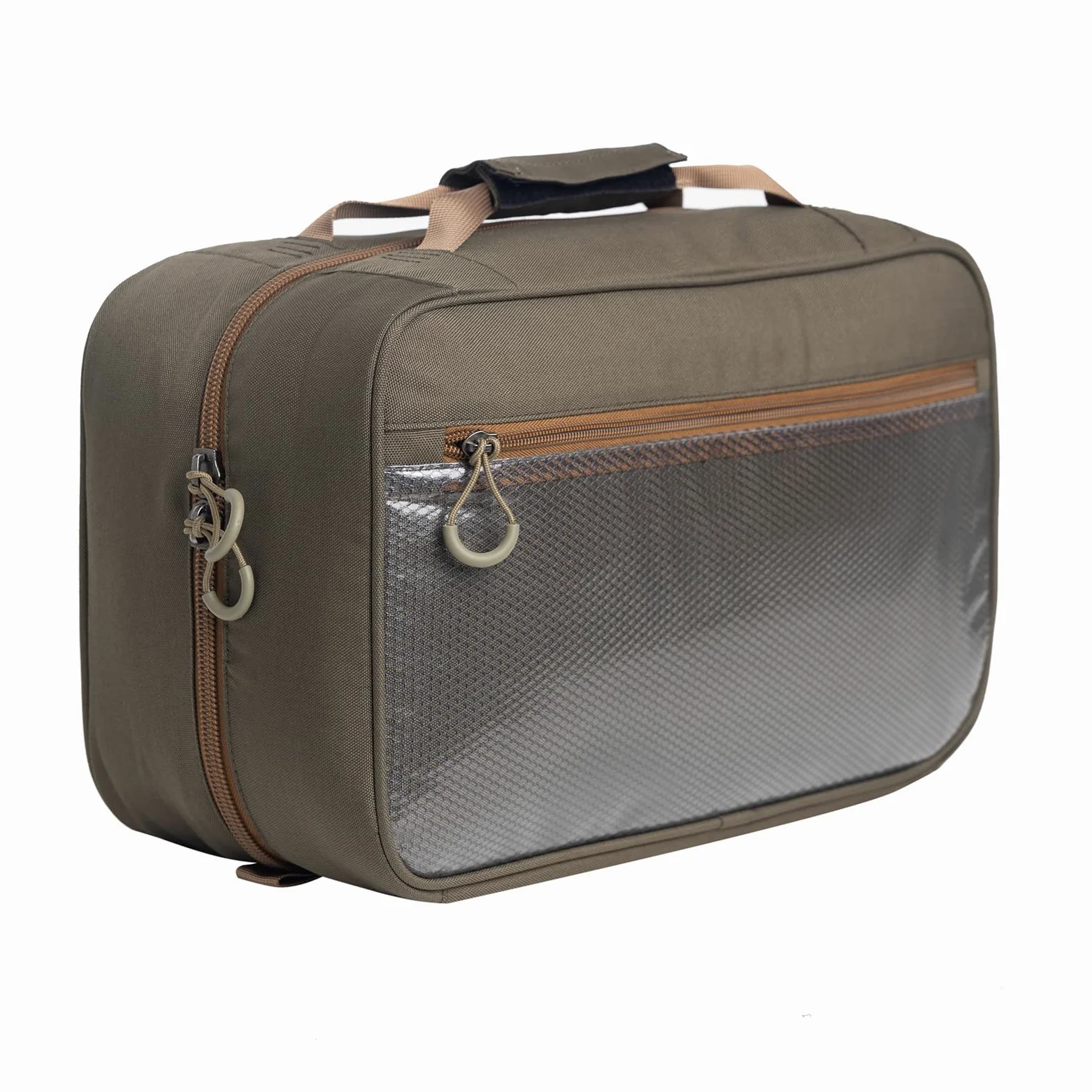 Raprance Custodia professionale da viaggio per la costruzione di mosche, 4 tasche trasparenti e imbottita, per la costruzione di attrezzi, kit di attrezzi, materiali (marrone oliva)