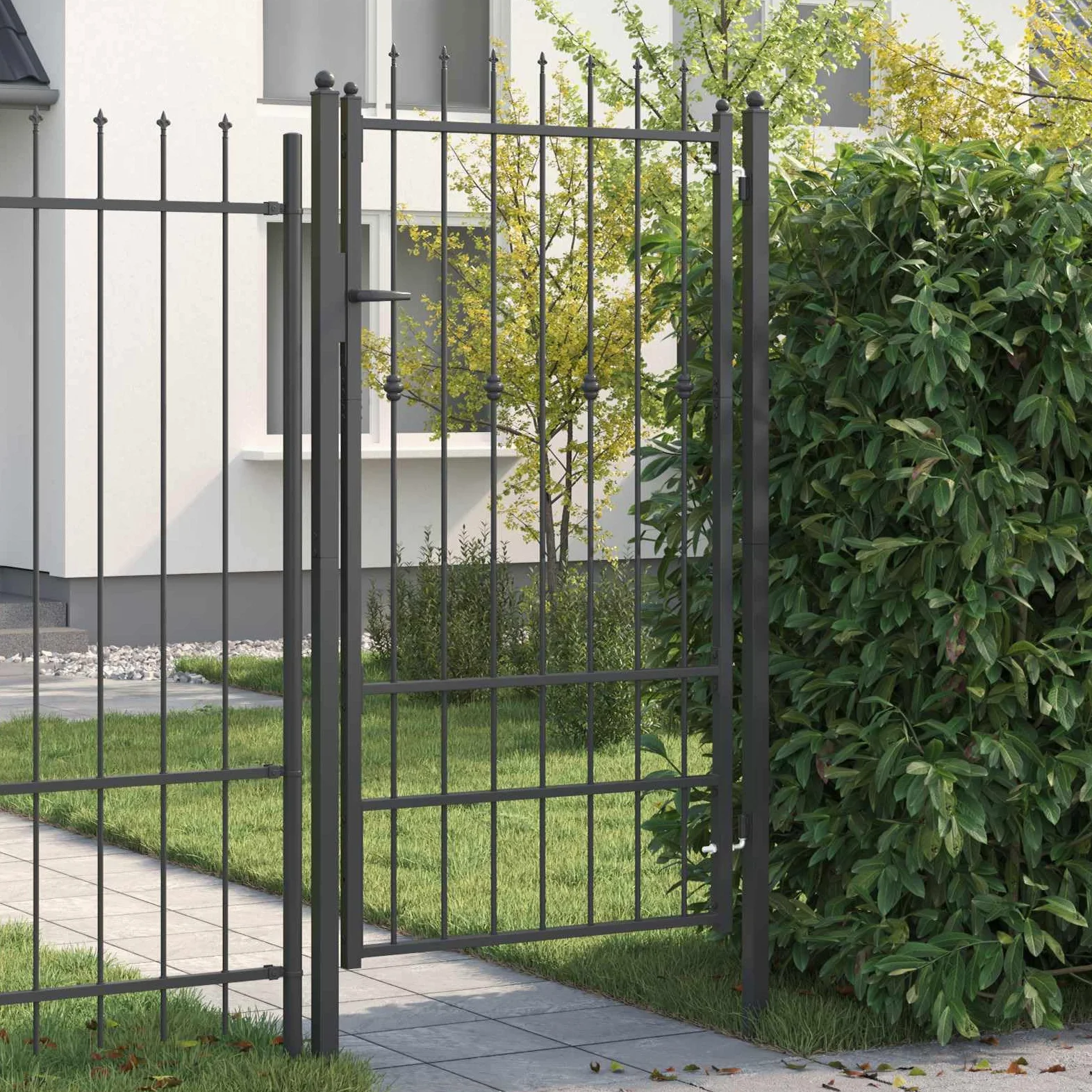 vidaXL Cancello per recinzione HORST 100 x 175 cm Metallo Nero, Cancello di Sicurezza per Esterni, Moderno in Metallo, Resistente e Elegante, Barriera Contro le Intemperie