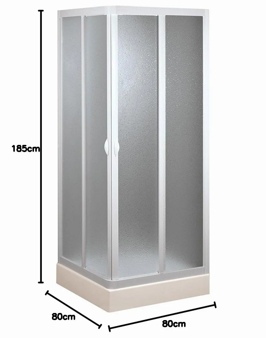 Forte: Box doccia Smart angolare in PVC-Acrilico, Anticalcare, Riducibile, Chiusura Magnetica, Kit completo, 80L x 80P x 185H, Bianco