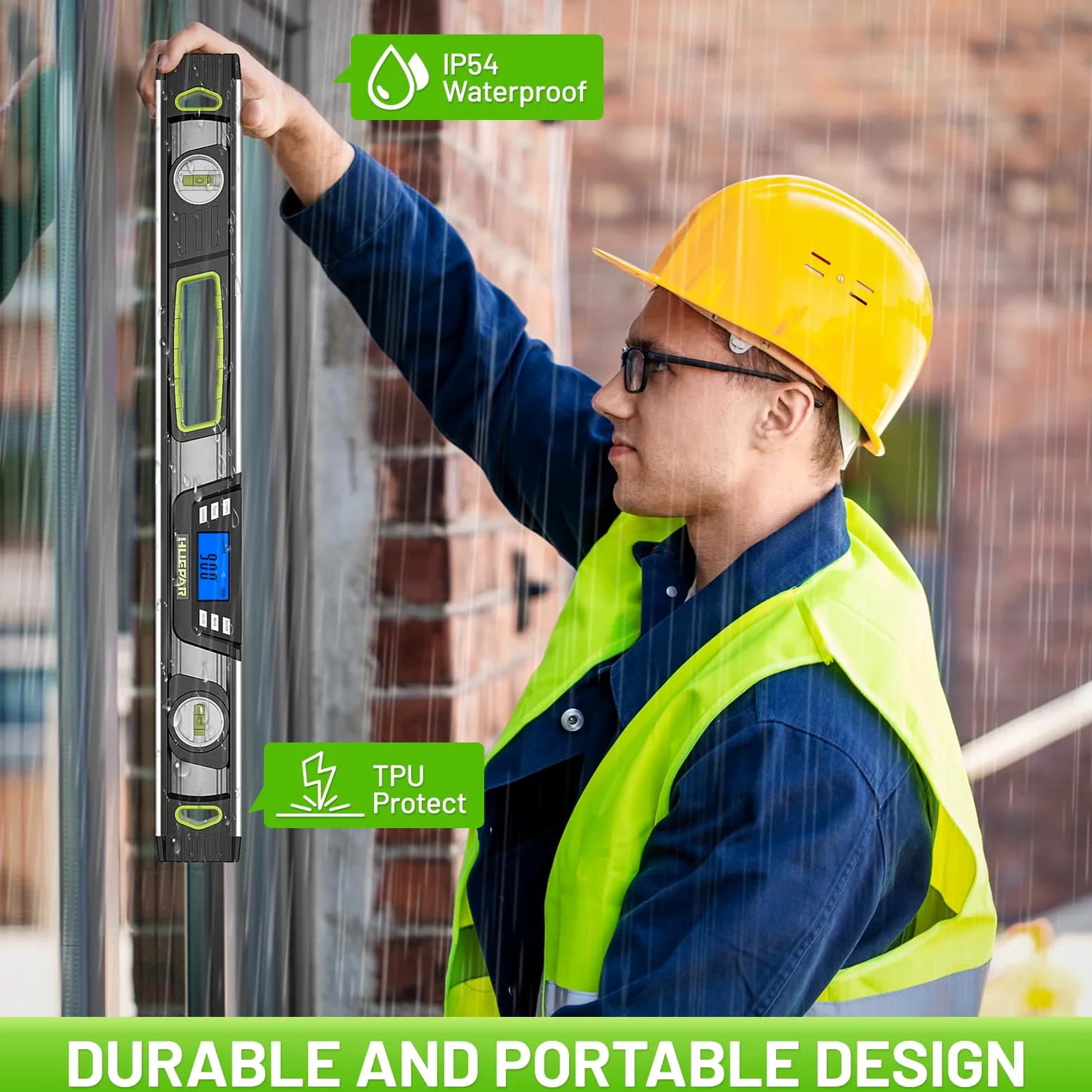 Huepar Livella digitale da 24 pollici, strumento professionale intelligente di precisione Torpedo, display LCD luminoso, avvisi acustici, fondo magnetico, IP54, resistente alla polvere e all'acqua