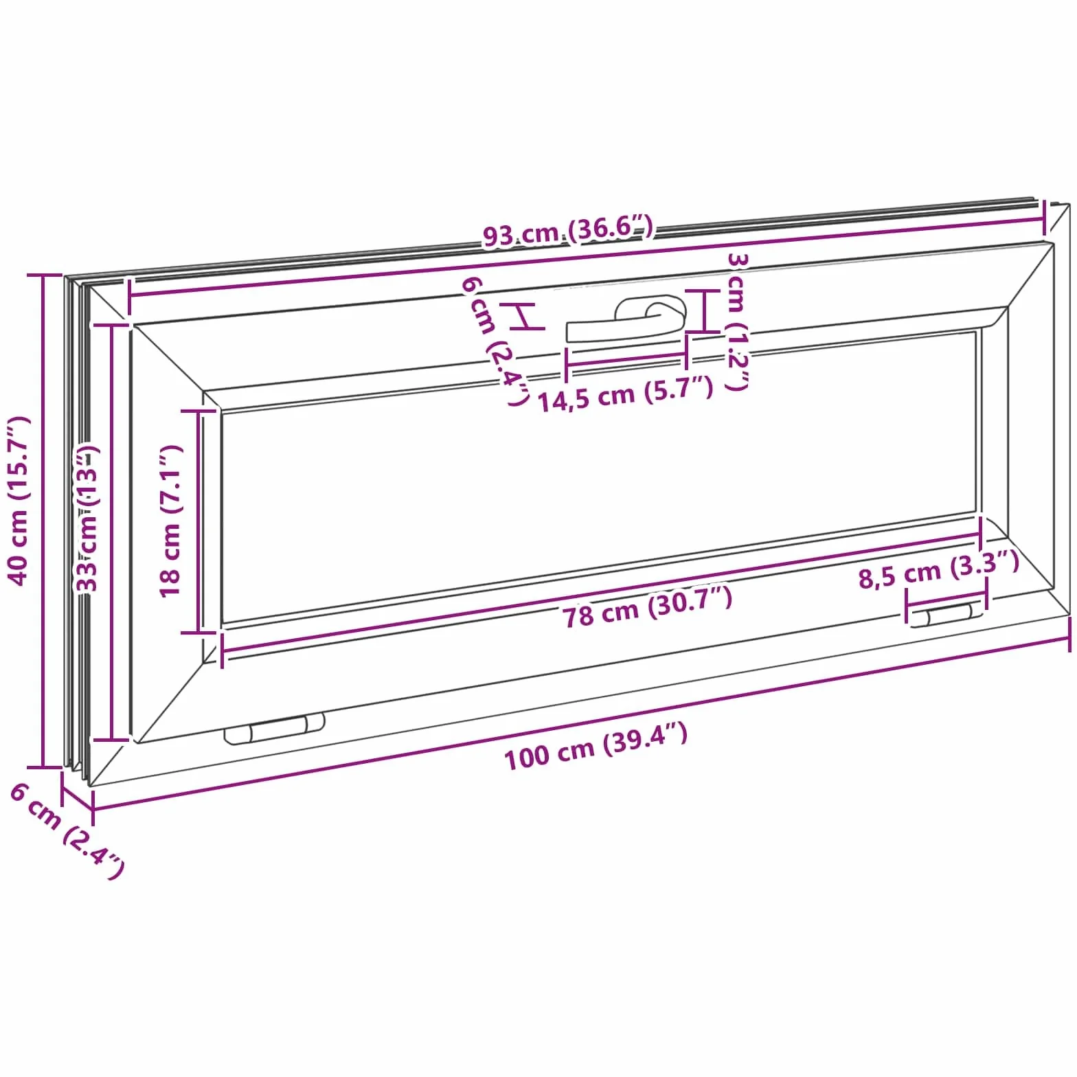 vidaXL Finestra per seminterrato RISOR 100 x 40 cm PVC e Vetro Bianco, Design Moderno per Seminterrato, Installazione di finestra rettangolare, finestre in PVC durevoli per luce e ventilazione