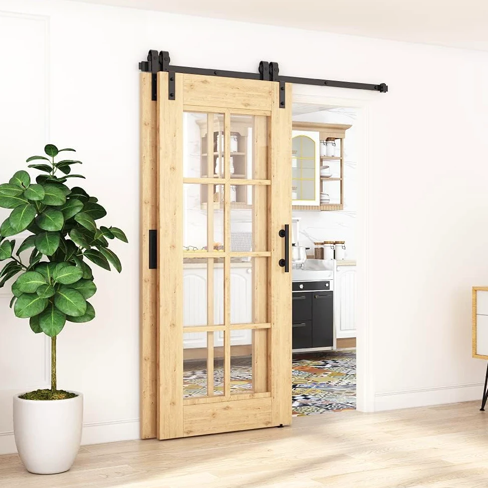 WINSOON 5FT/150CM Binario per Porta Scorrevole Bypass Doppie da Interno kit Porta Pieghevole Scorrevole Esterno Muro, per Doppia Pore, Porte non Inclusa