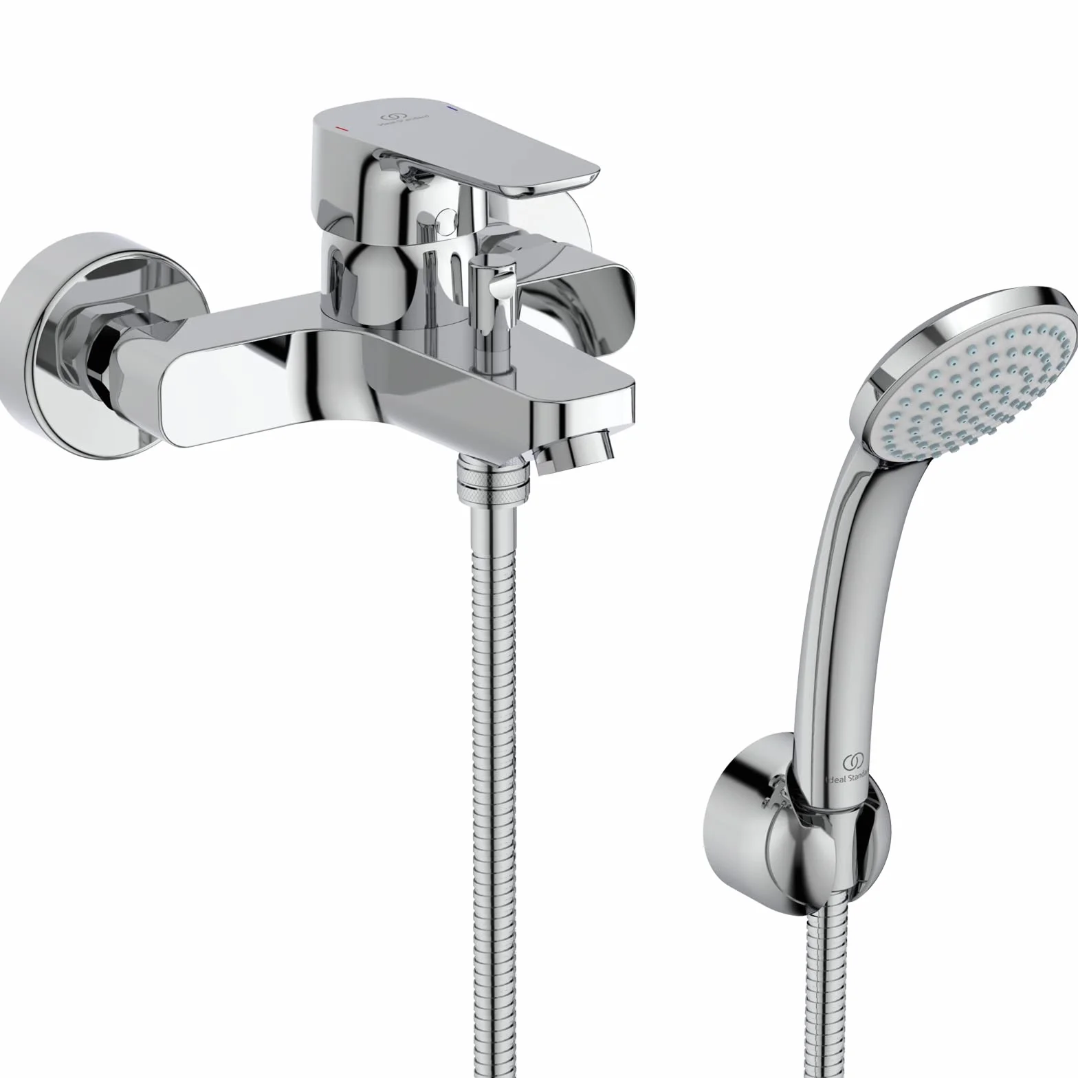 Ideal Standard - Ceraplan III, Set miscelatore esterno vasca/doccia con accessori, Tecnologia Click, Firmaflow, Cromato