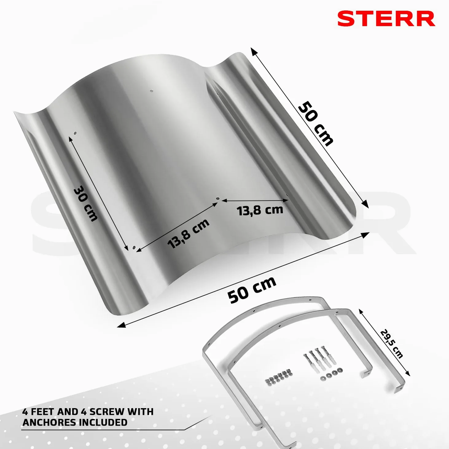 STERR Cappello Antipioggia per Canna Fumaria 50 x 50 cm - Coperchio per Caminetto in Acciaio Inox Canna Fumaria, Canna Fumaria in Acciaio Inox - Kit per Canna Fumaria - RCP5050