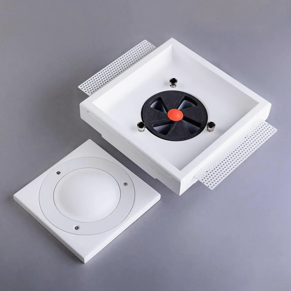 KVADRO-100 - Presa di ventilazione quadrata senza cornice - valvola a disco da 100 mm con magnete - diffusore verniciabile 4"