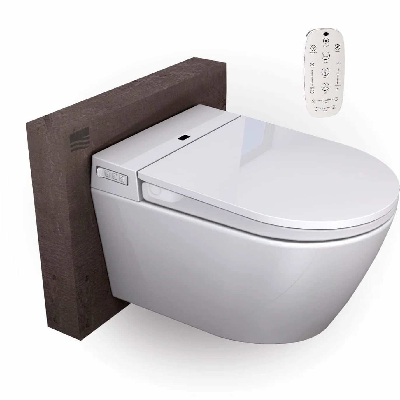 BERNSTEIN WC doccia 540 PRO in bianco, WC sospeso senza bordi con funzione bidet riscaldamento e sterilizzatore – impianto completo con telecomando occhiali da toilette con abbassamento automatico