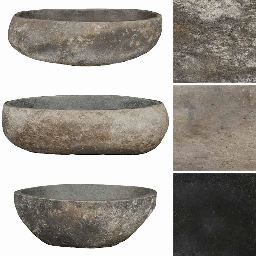 vidaXL Lavabo per Bagno, 45–53x34–41x15 cm, Pietra Naturale, Ovale, Bacino, Lavabo, Ciotola Decorativa, Lavabo in Pietra Artigianale, Mobile Bagno, Texture Naturale