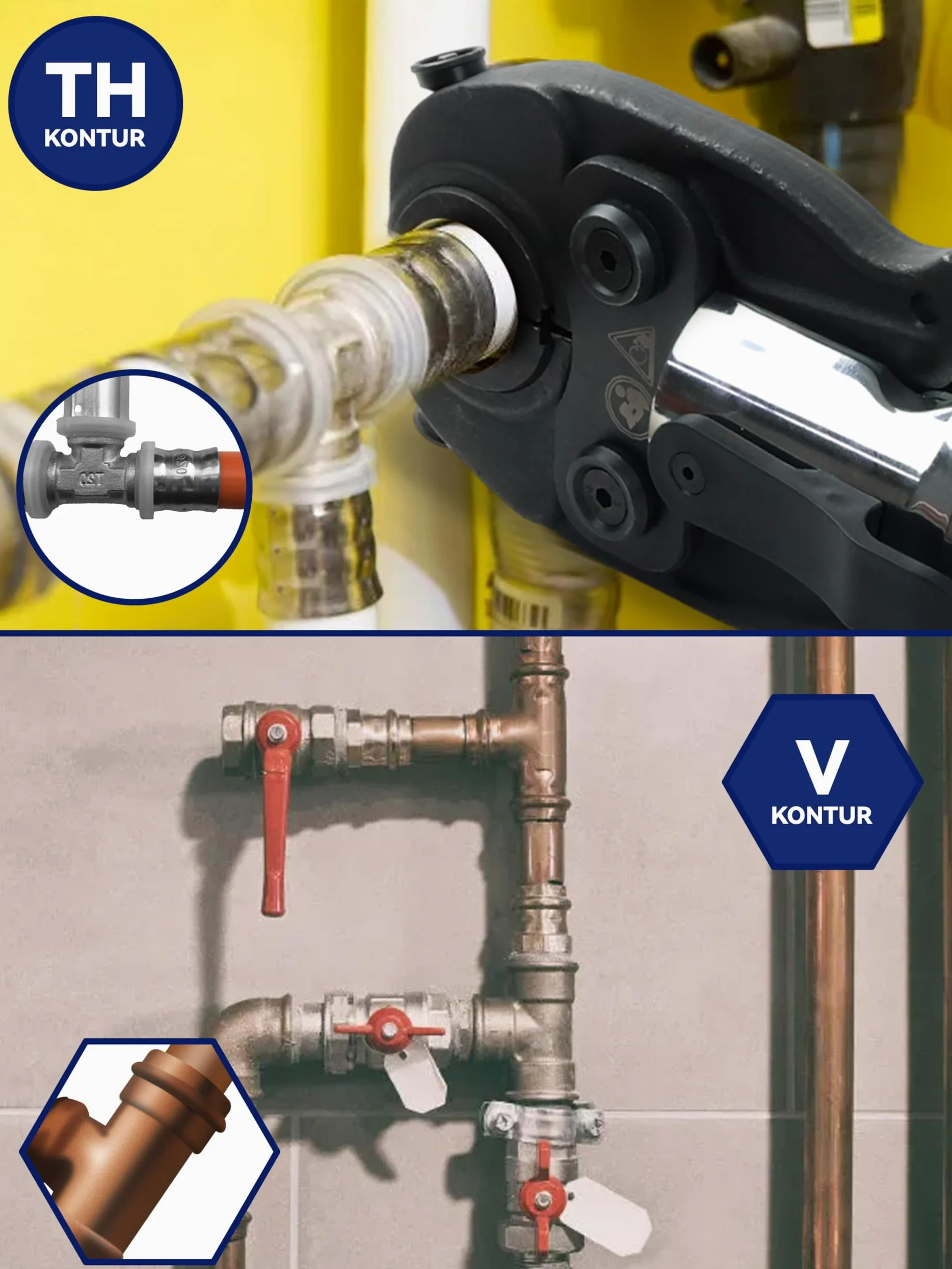 AMZCNC Pinza a pressa professionale con profilo a V e profilo TH, per tubi in rame, tubo in acciaio inox e inserti V12 V15 V18 V22 V28 e TH16 TH20 TH26 TH32