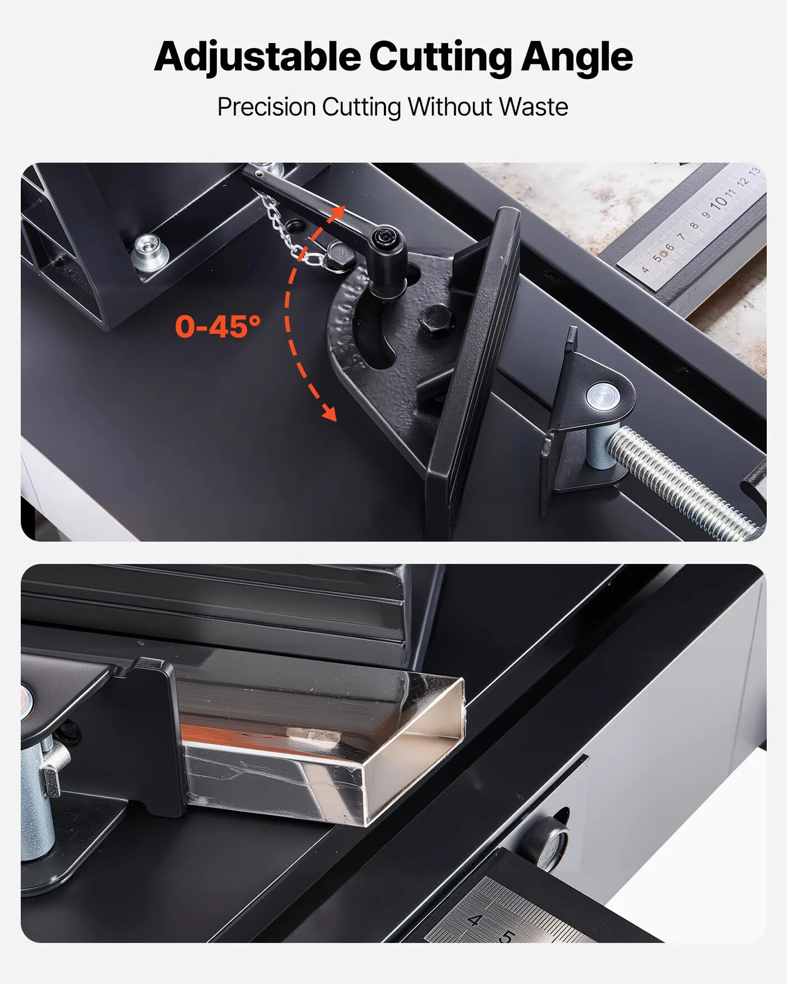 VEVOR Troncatrice per Taglio dei Metalli con Lama a Freddo in Acciaio Inox da 355 mm, Motore Brushless da 3500 W, Velocità Regolabile 750-1200 giri/min, Angolo 0-45°, Troncatrice Taglio Metallo