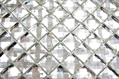 MOS130-0208_f - Piastrelle a mosaico, in vetro traslucido, 10 pezzi, colore: Bianco