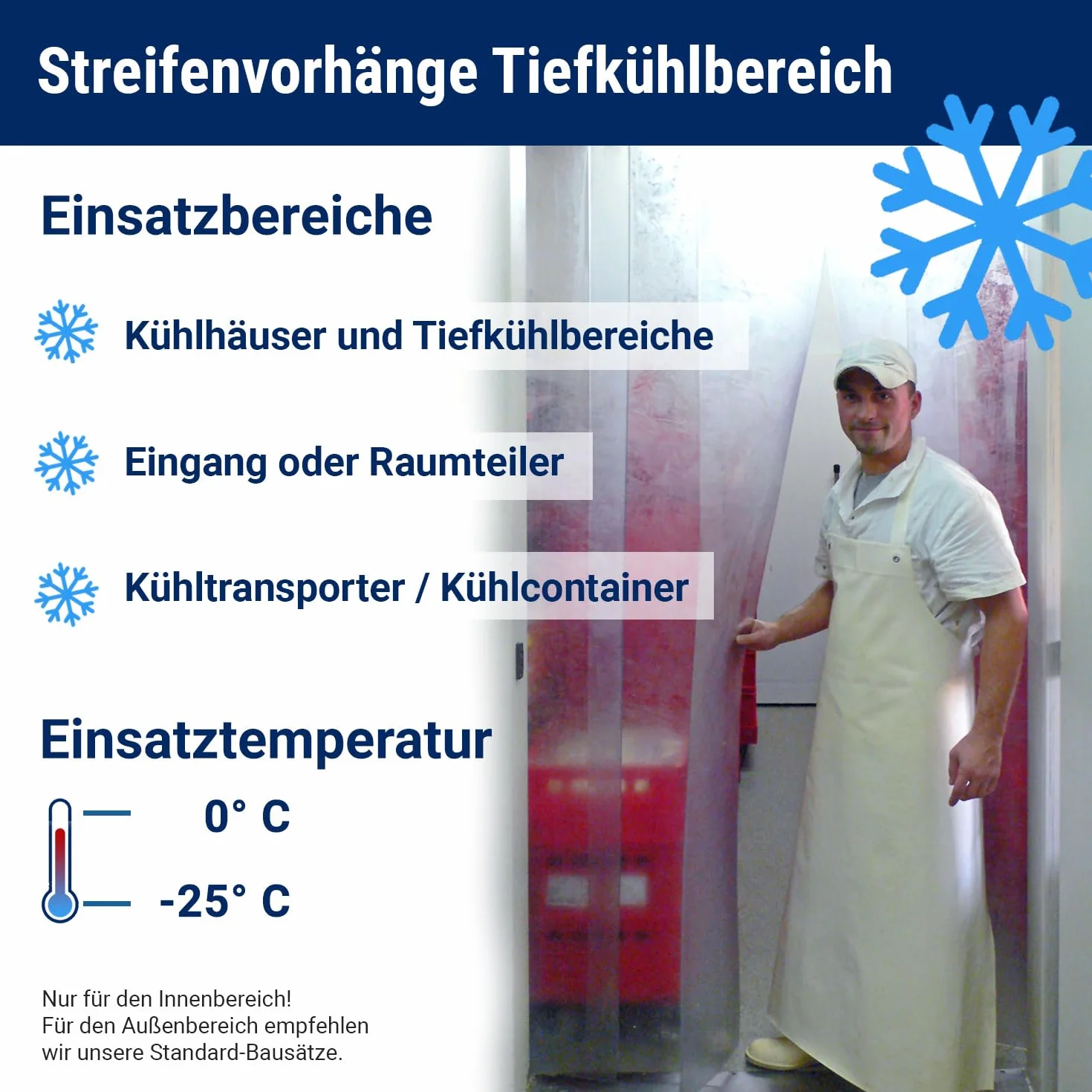 Zettl GmbH tenda a strisce in PVC resistente al freddo, temperatura di esercizio da +/- 0,0 °C a -25 °C, lamelle 300x3 mm trasparenti, altezza 2,00 m, larghezza 1,00 m, acciaio inox