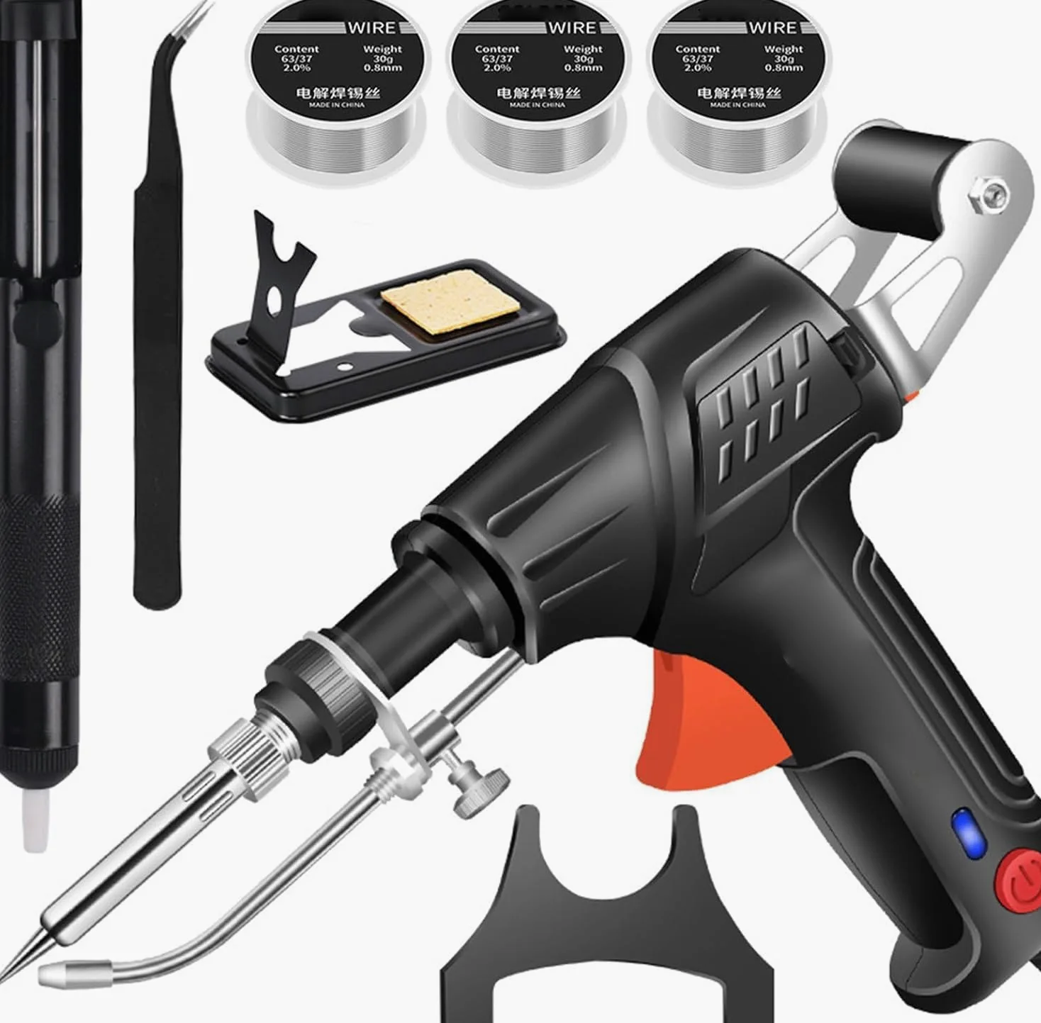 Ayyecoeeye - Set di 5 saldatori Ayyecoeeye, versatile pistola per saldatura laser industriale, riscaldata internamente, set di pistole per saldatore multifunzione, per casa industriale fai da te (nero