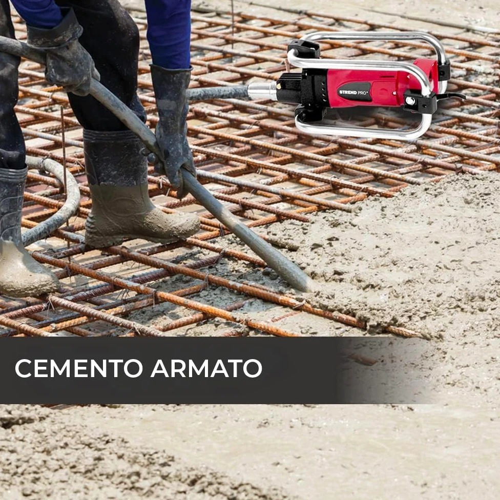STREND PRO Vibratore per calcestruzzo Vibratore a bottiglia 2300 W | Vibratore interno | Bottiglia vibrante | Testa vibrante Cavo da 4 m Compattatore per calcestruzzo | Elettrico | Albero flessibile