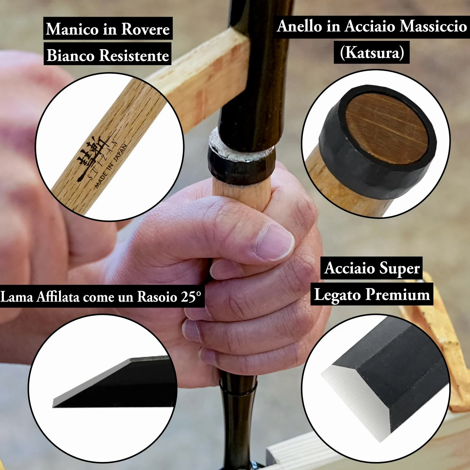 SUIZAN Scalpello da Legno Giapponese 18 mm – Oire Nomi Professionale