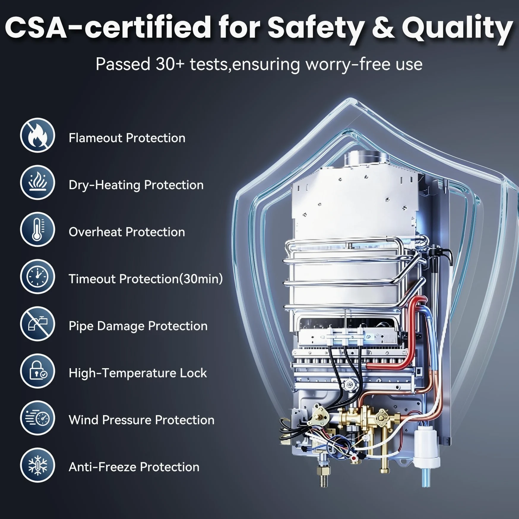 8L GPL Scaldacqua a Gas Liquefatto,Uscita Dell'acqua Calda 8L/min,16KW Shower Water Heater Gas Bagno Riscaldatore di Acqua Calda di Induzione Riscaldatore Della Parete (8, Litri)