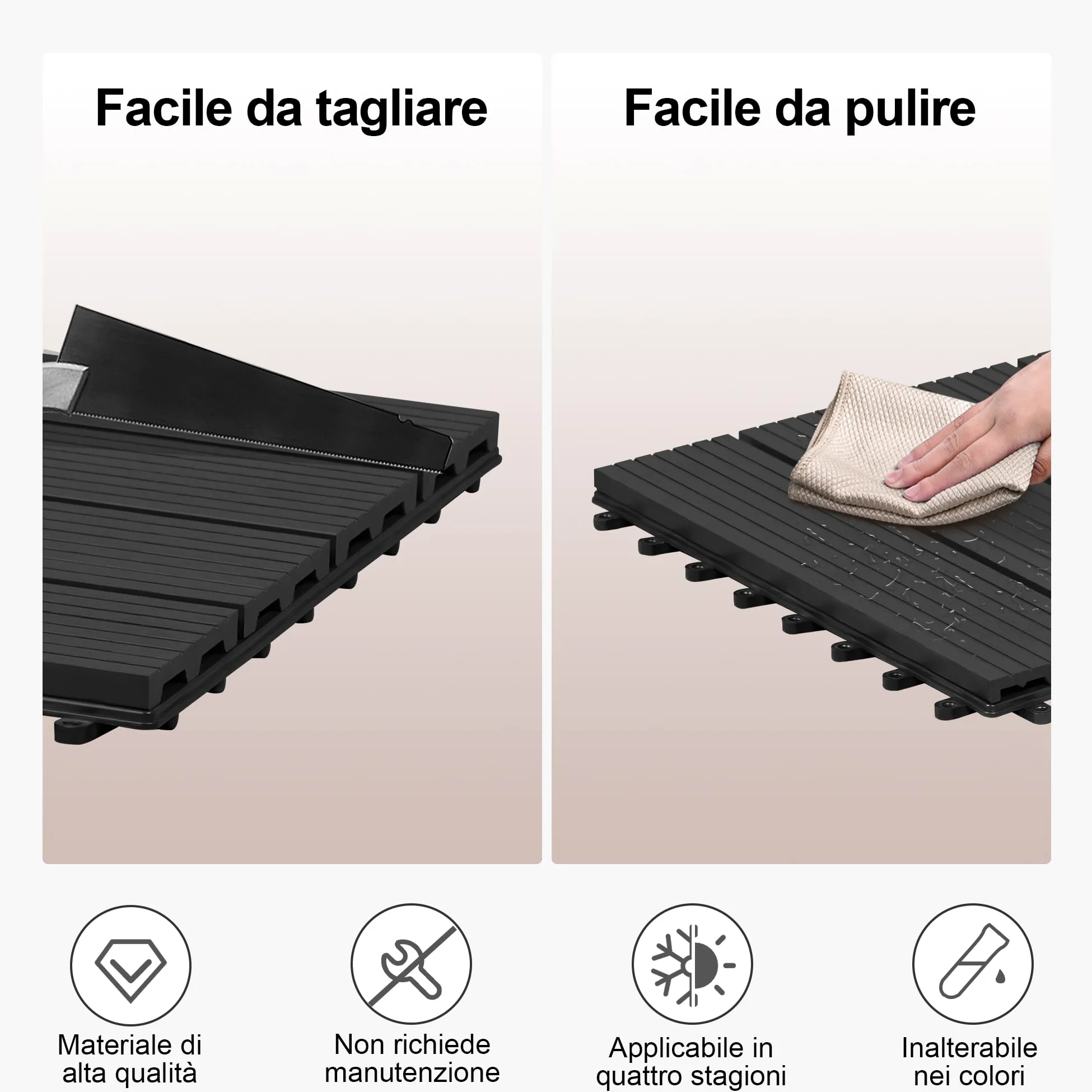 Laneetal Set di 12 Pavimento per Esterno, Pavimento WPC Incastro, per Giardino, Patio, Terrazza, Balcone, Pavimentazione Esterna 30x60 cm, Antracite