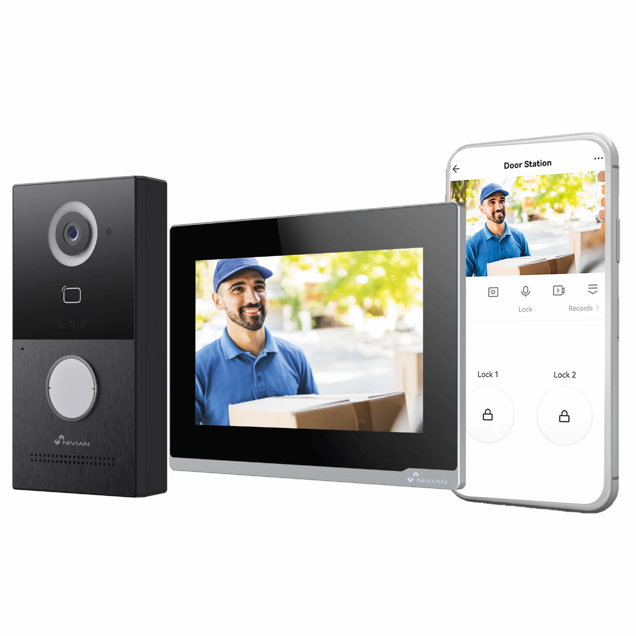 NIVIAN Videocitofono WiFi Intelligente Full HD con Monitor Touch 7", Installazione 2 Fili, Telecamera da Esterno 1080P IP65, Audio Bidirezionale, Registrazione MicroSD e Controllo Remoto App Tuya
