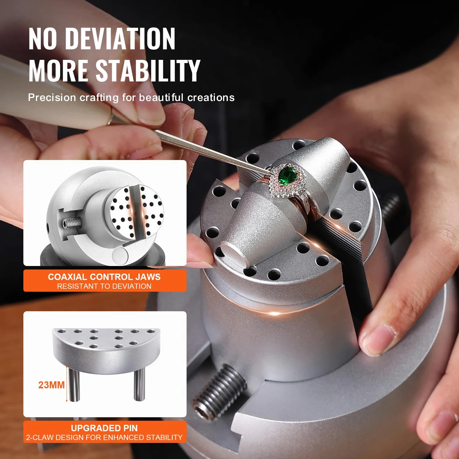 VEVOR Morsa a Sfera, Strumento Impostazione dell'Incisione da 5", Morsa Incisione a Rotazione 360°, Blocco Standard da 35 Pz, Strumenti di Blocco d'Incisione dei Gioielli per Lavorazione dei Gioielli