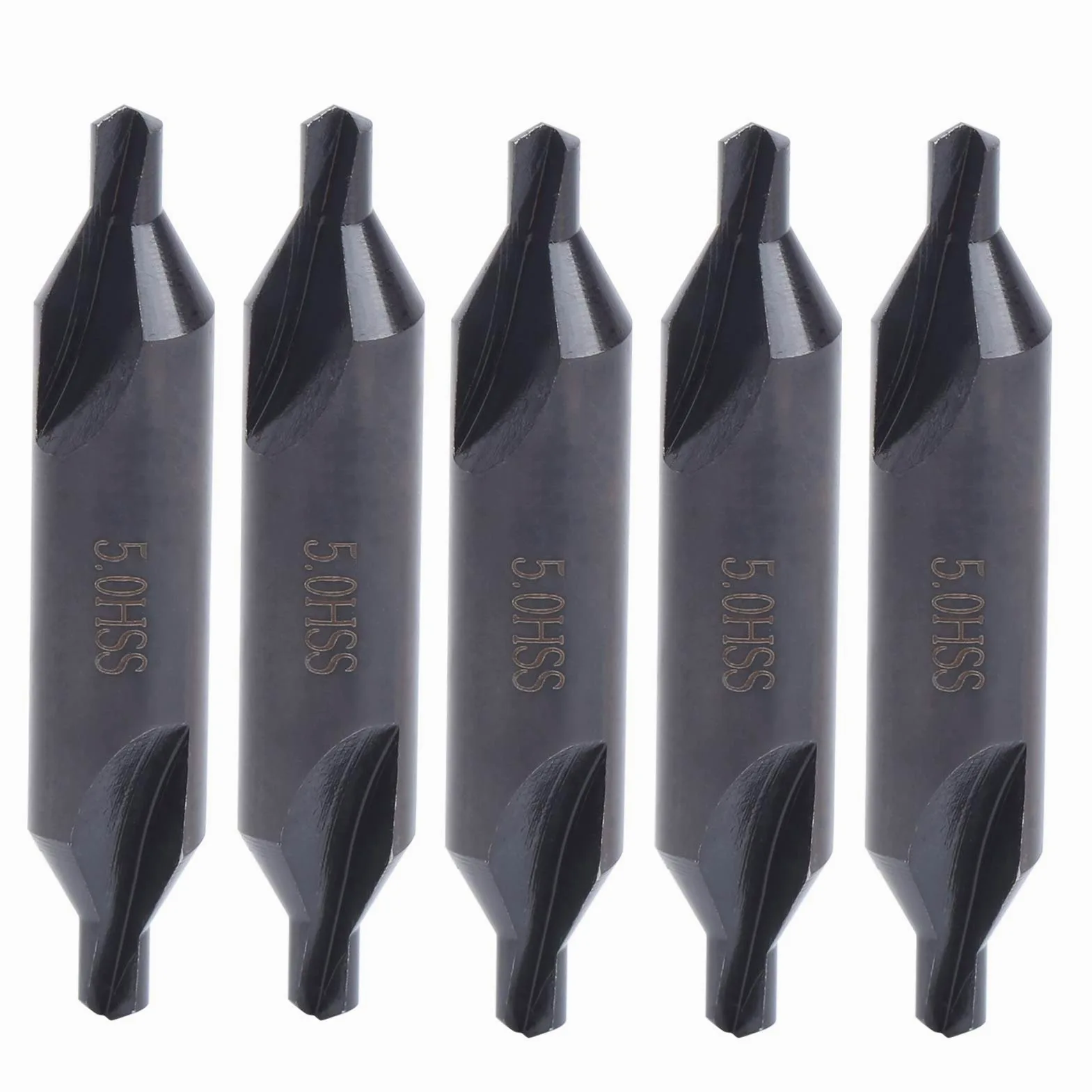 5Pcs 5mm Punta da trapano trapano utensile centro trapano centrale in acciaio ad alta velocità Centro di lavorazione speciale Punta da trapano centraggio con posizionamento a spirale su tutti i te