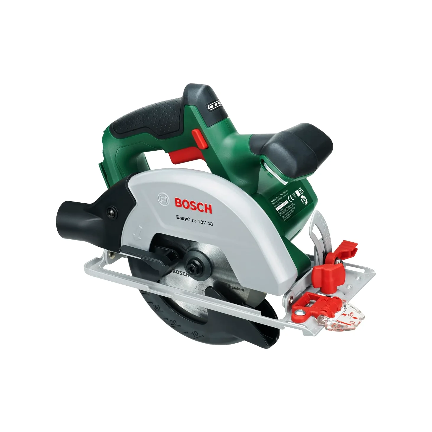 Bosch 18V System Sega circolare a batteria EasyCirc 18V-48 (Taglio di materiali in legno fino a 48 mm; incl. adattatore per aspiratore, guida parallela)