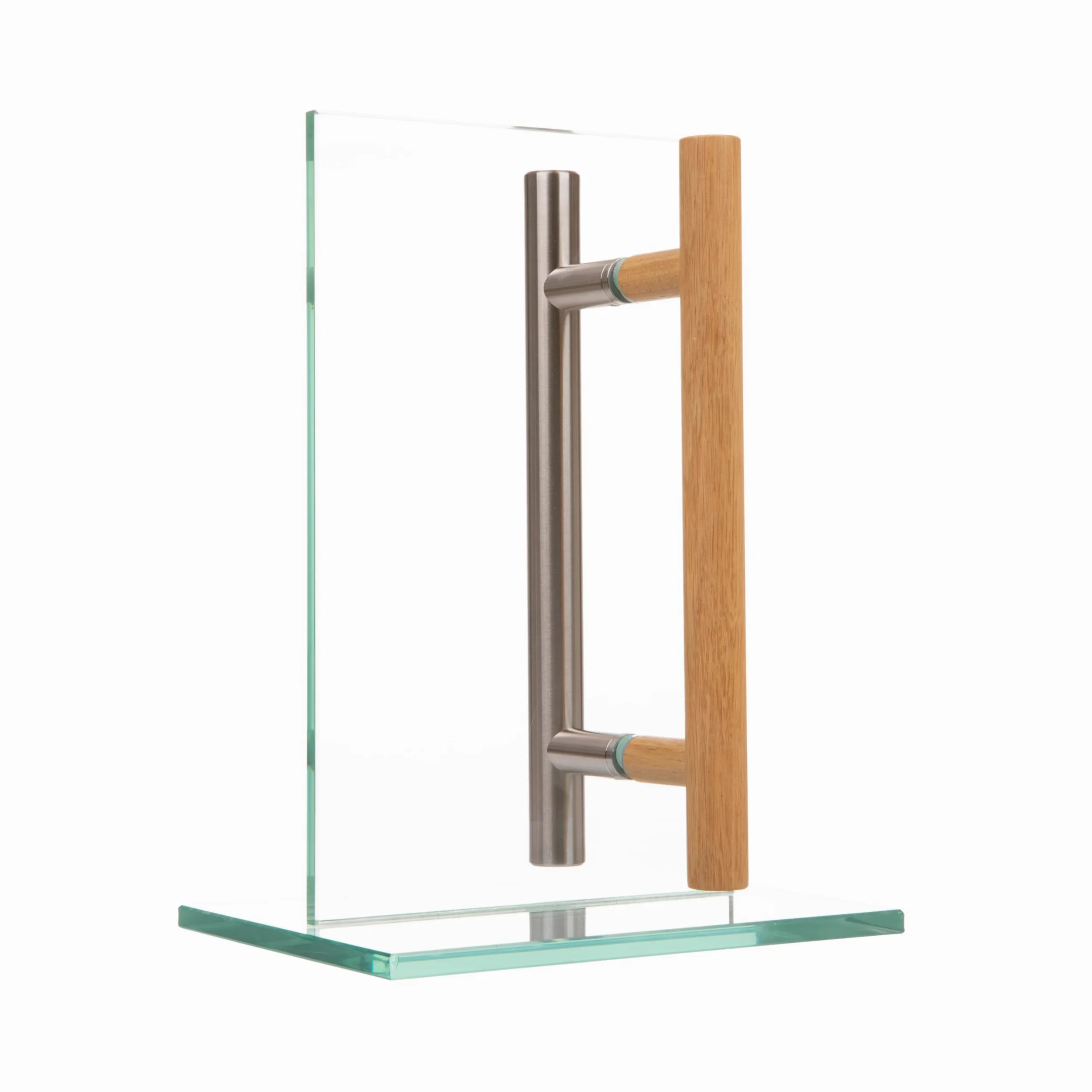MLS Maniglia per sauna e SPA, Coppia di Maniglie per Porte, Sensazione Piacevole al Tatto, Combinazione di Maniglie in Acciaio Inox e Legno, per Porte Interne in Vetro e Legno, 600 mm
