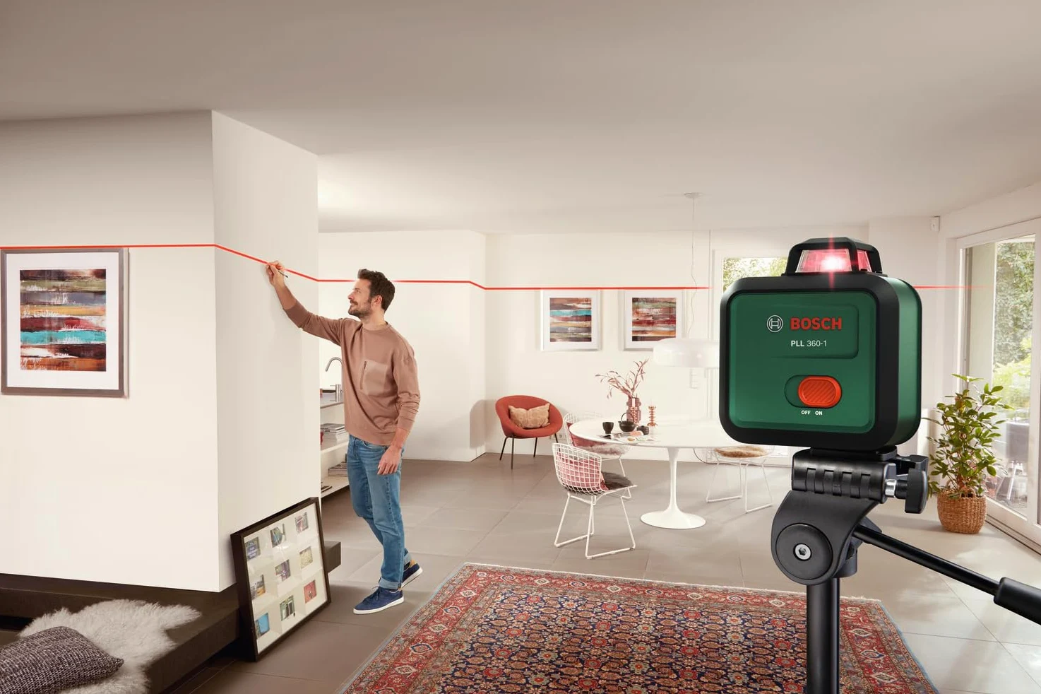 Bosch Livella laser PLL 360-1 (livella laser autolivellante a 360°, precisione ±0,4 mm/m, raggio d'azione 12 m, funzione di inclinazione, in confezione di cartone)