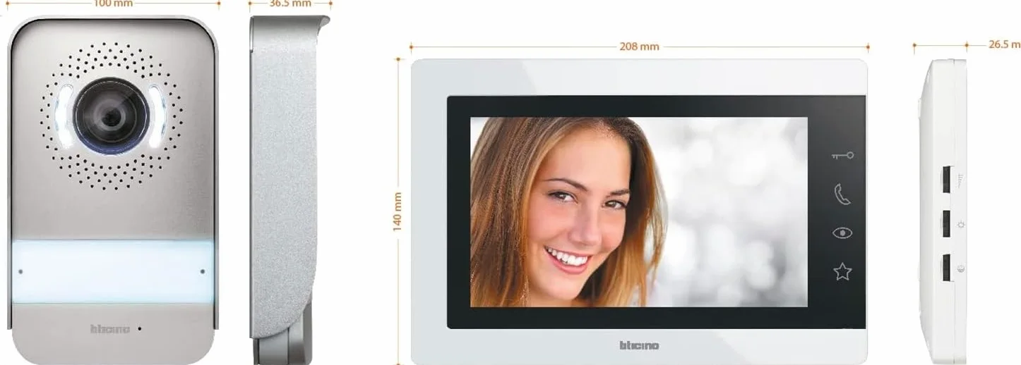 BTICINO 317913 Videocitofono Easykit Essential, Kit Monofamiliare Espandibile, Plug-In 2 Fili, Monitor 7" a Colori, Vivavoce, Visione Notturna, Audio Bidirezionale, Pulsantiera Esterna con Telecamera