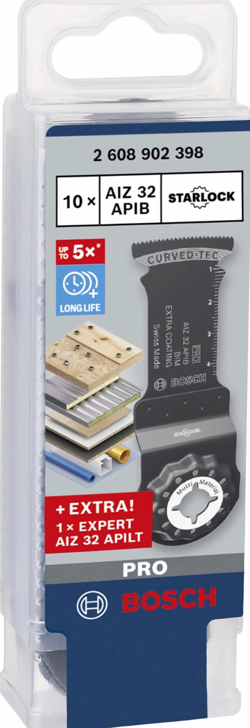Bosch 11 set promozionale PRO AIZ 32 APIB (per legno con chiodi, fibre sintetiche vetroresina, CFK, diametro mm, accessori professionali)
