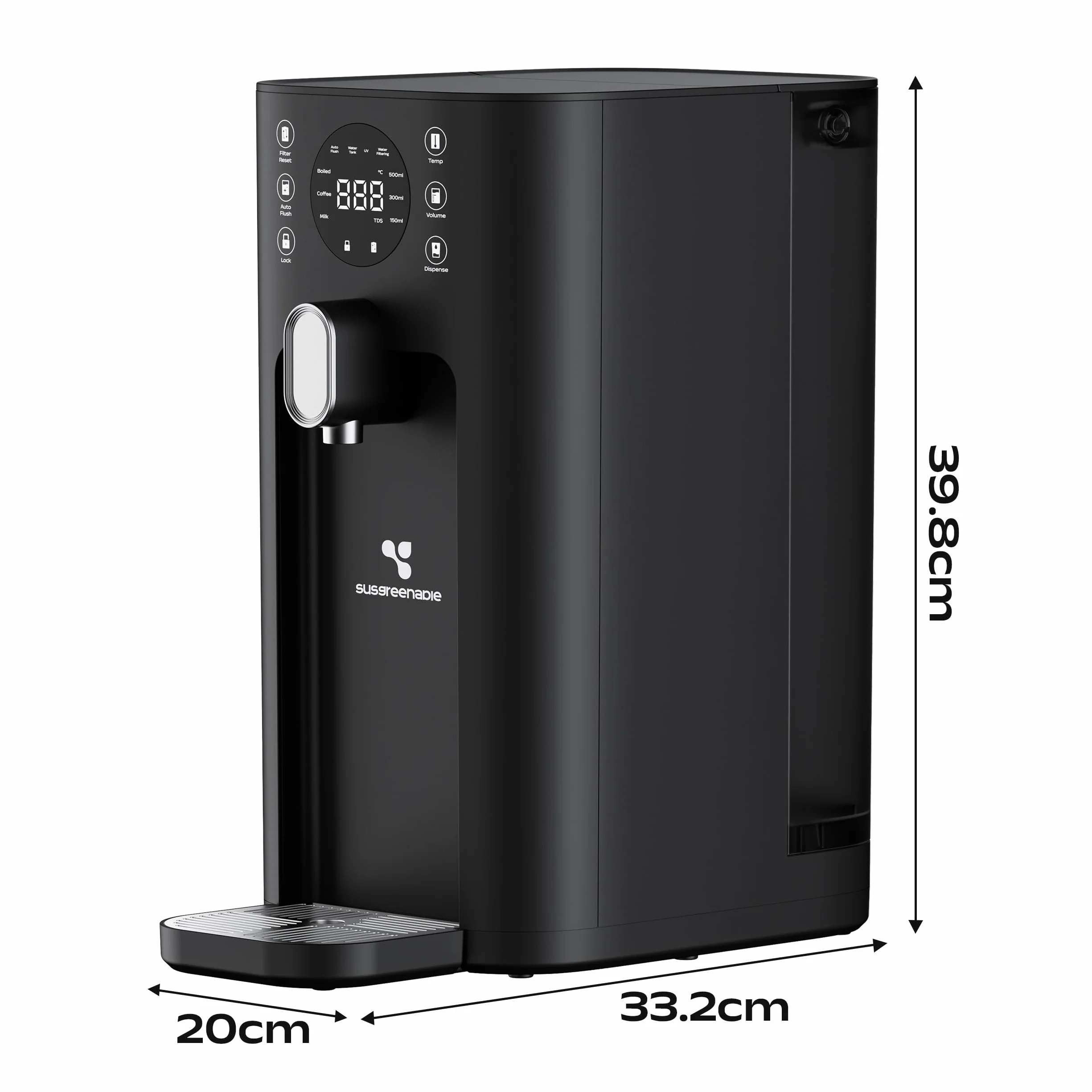 CIARRA X SusGreenable Depuratore Acqua a Osmosi Inversa da Tavolo, Acqua Calda Istantanea 3s, Filtro RO 4 Stadi, Serbatoio 4.3L, 4 Temperature, Display TDS, Senza Installazione