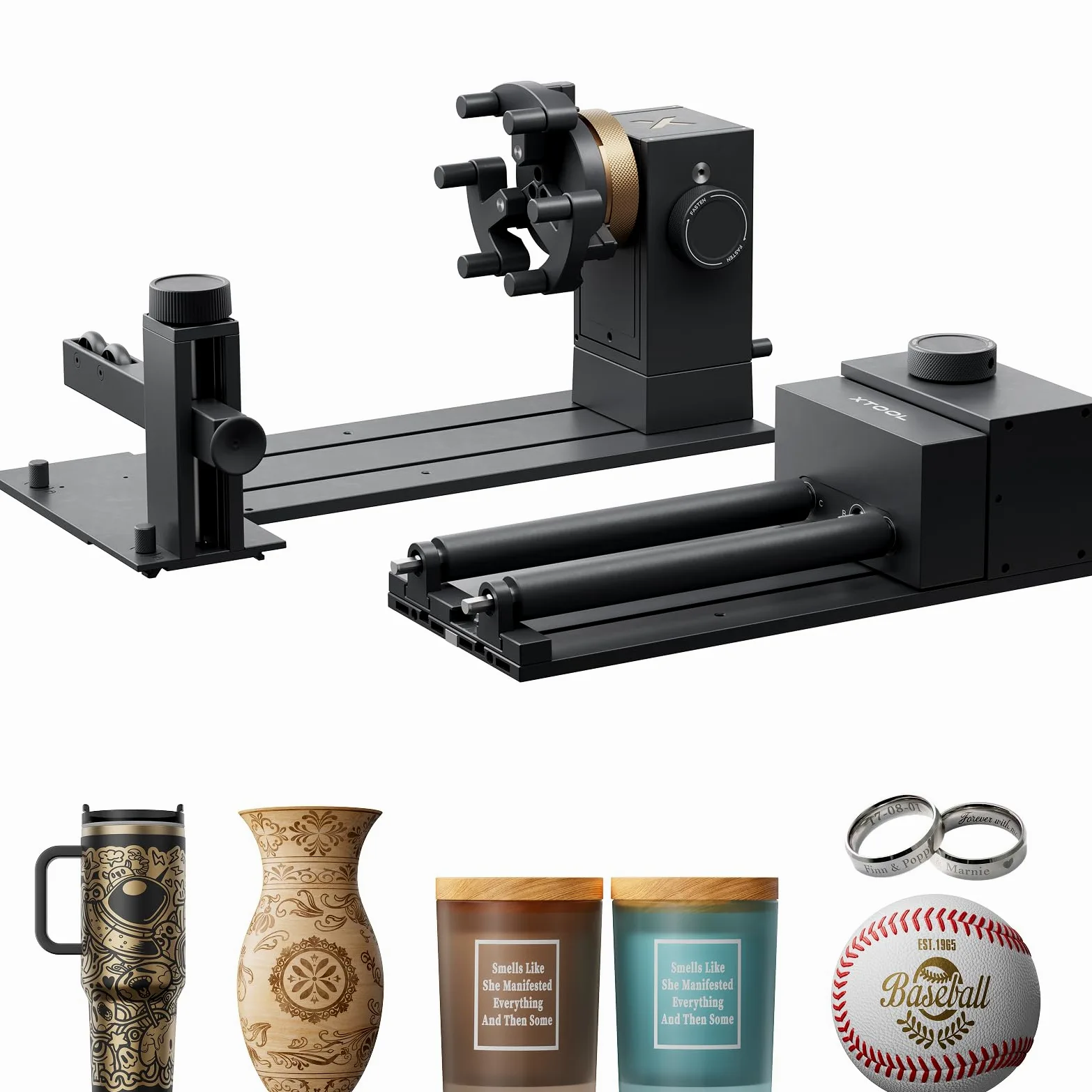 xTool RA3 Primo Rotary Smart MagSwap al Mondo per Incisore Laser xTool P3, F2&F2 Ultra UV, Allineamento LiDAR 360°, Rotary Intelligente per Anelli, Bicchieri e Oggetti Rotondi