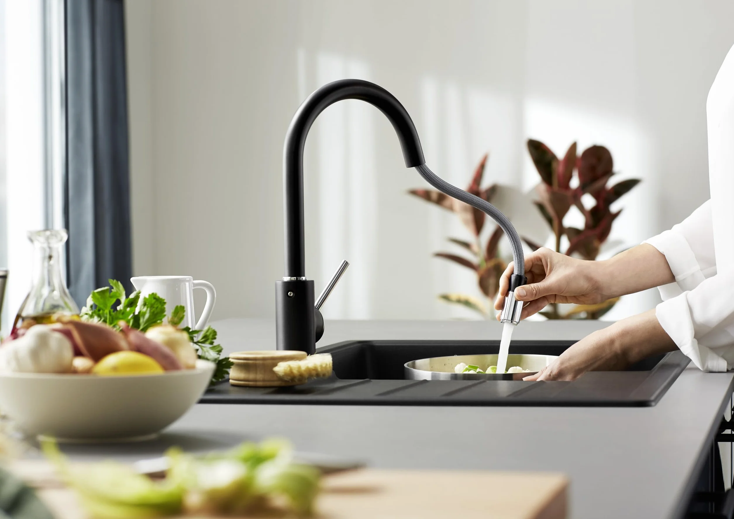 BLANCO MIDA-S grigio vulcanico, ad alta pressione, con tubo estraibile, antiriflusso, cartuccia in ceramica, qualità sicura dell'acqua e risparmio d'acqua