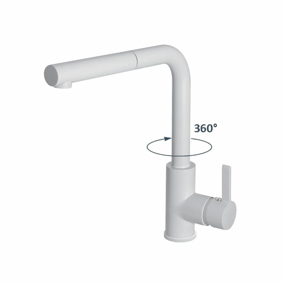 Rubinetto Miscelatore Cucina monocomando doccetta estraibile Bianco QMHC02BI