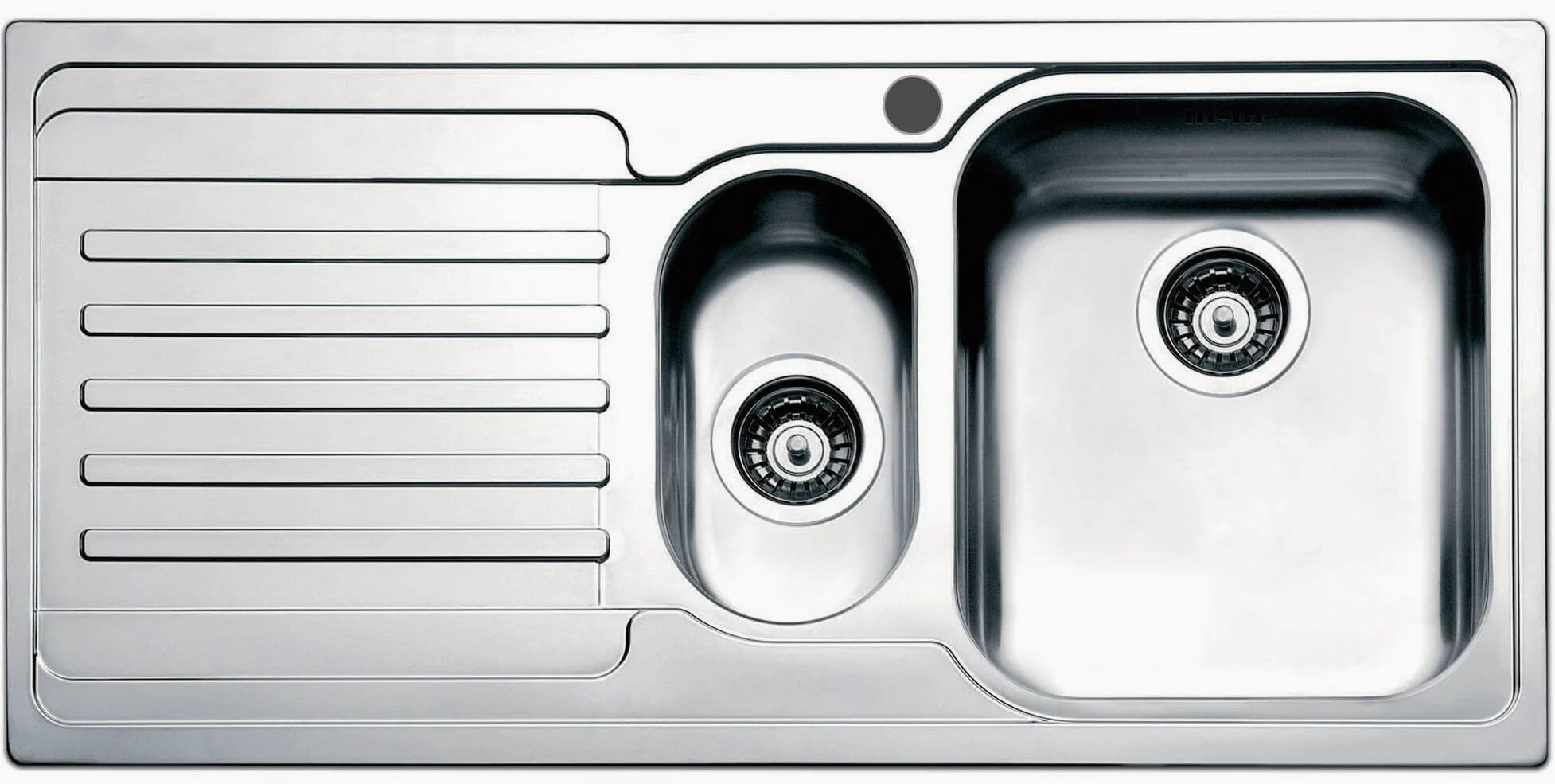 APELL Serie Venezia Lavello da incasso 1 Vasca e 1 Vaschino con Gocciolatoio a Sinistra Dimensioni 100 x 50 cm Acciaio Inox Spazzolato