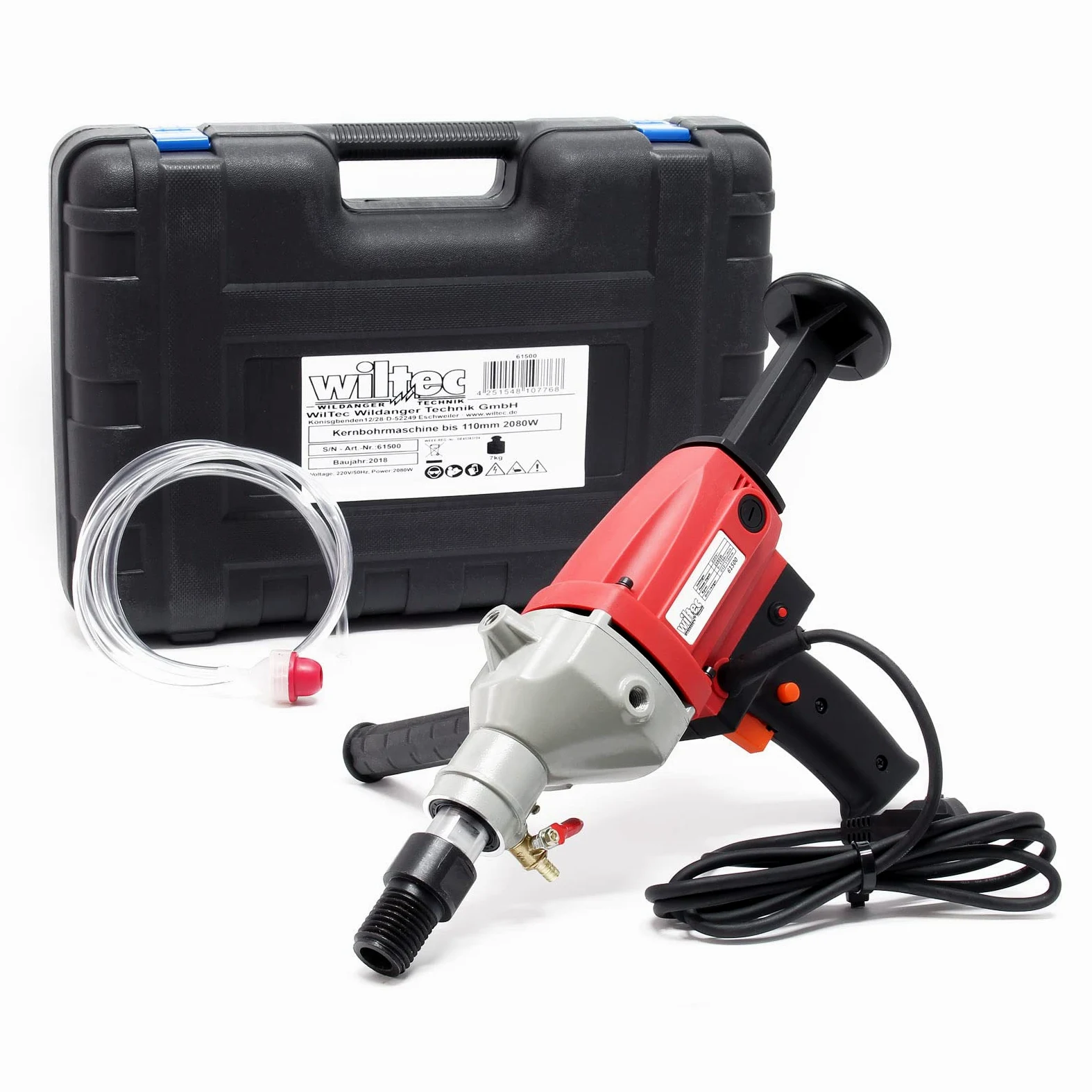 Wiltec Carotatrice fino a 110 mm Carotatrice ad acqua 2080 W 1700 giri/min con valigetta di trasporto e accessori