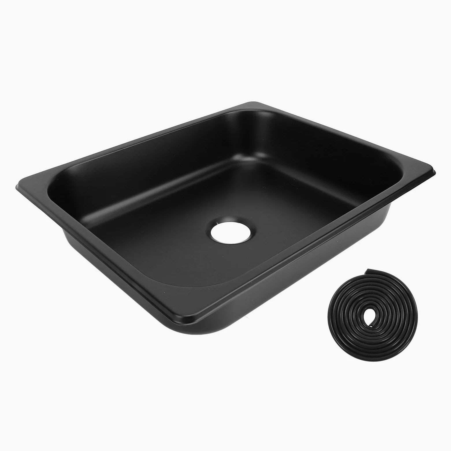 325 x 265 x 65 mm lavello per 304 in acciaio inossibile drenaggio efficiente cucina quadrata lavandino bagno con uscita 40 mm per barca per per roulotte (Spruzzando nero di plastica)
