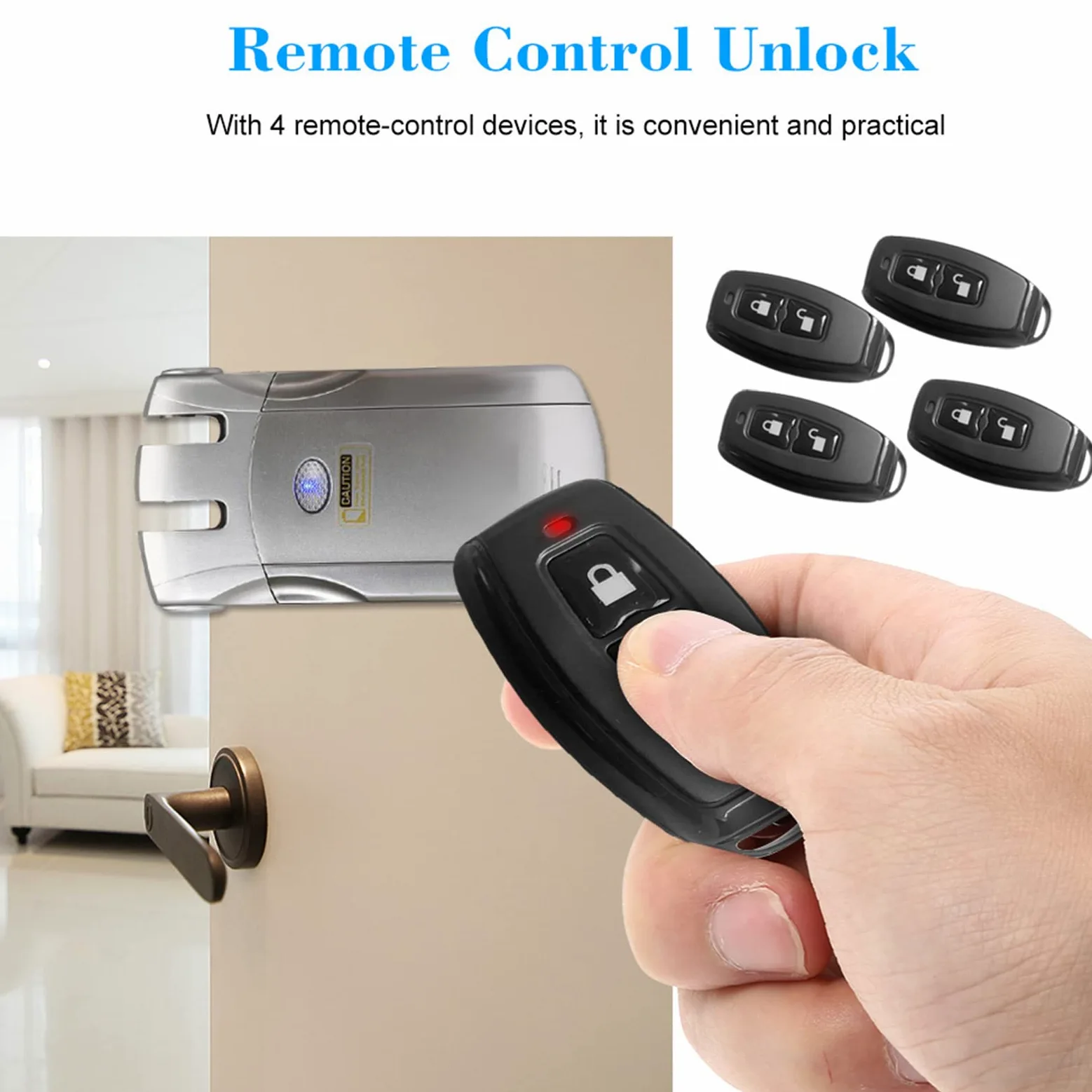 WF-018 Telecomando wireless Blocco Sicurezza Invisibile Keyless Door Entry Blocco intelligente In lega di zinco metallo con 4 chiavi remote Smart Home Villa Office Access Control Sistema