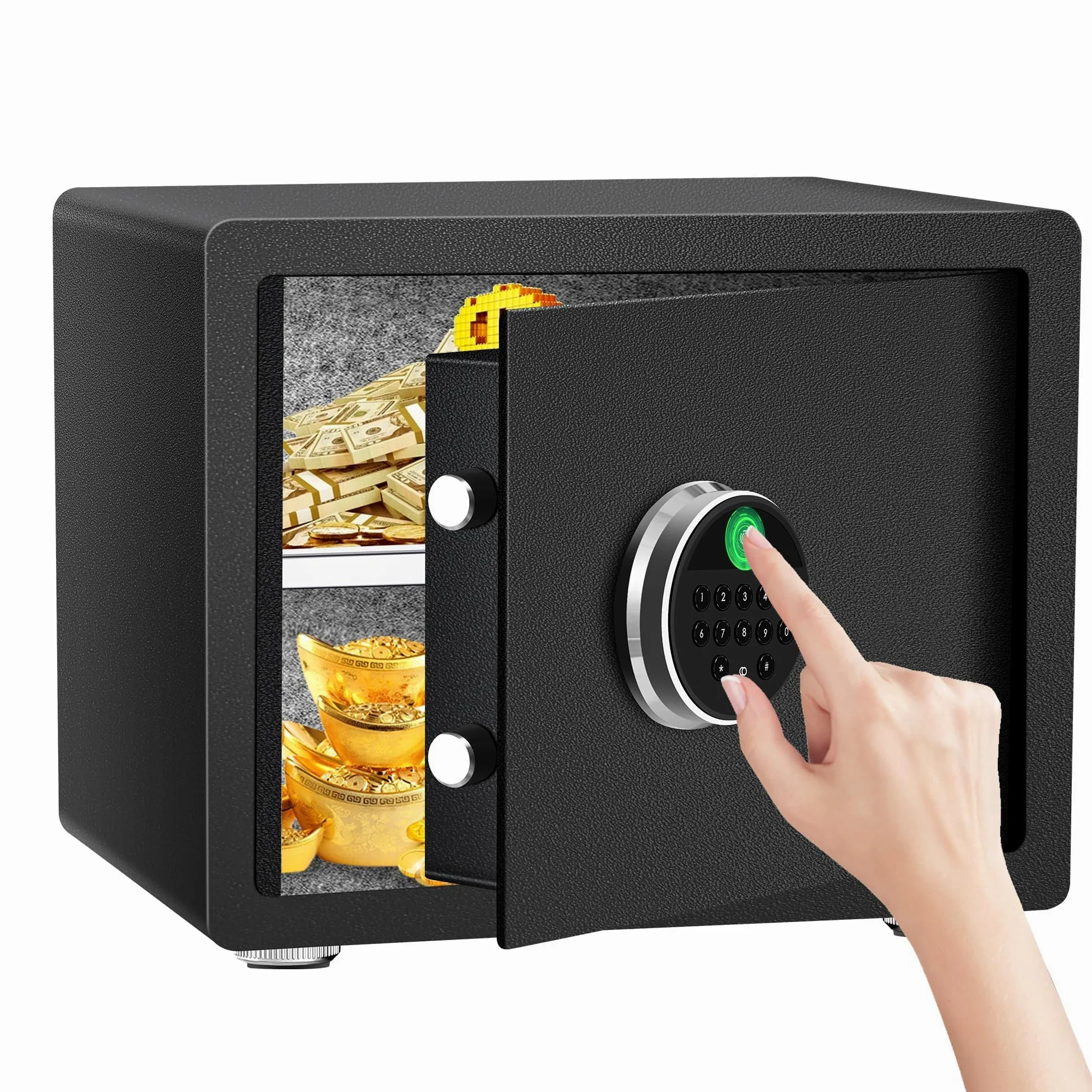 HSGCJS Cassaforte biometrica per impronte digitali con tastiera digitale completa, cassaforte di sicurezza per casa, ufficio e hotel, 1,2 metri cubi