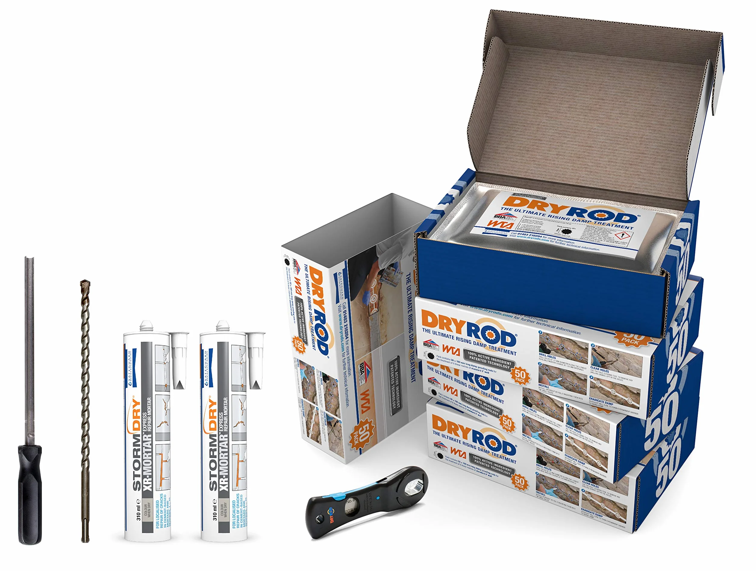 Dryrod Kit Iniezione (Kit da 24 metri) : Tutto ciò che serve per trattare l'umidità di risalita - Trattamento approvato dalla BBA