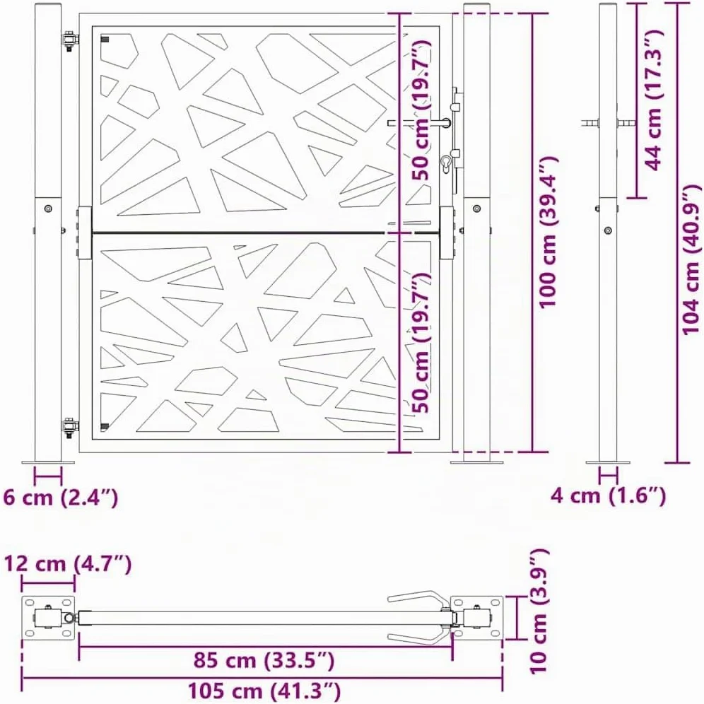 vidaXL Cancello Giardino Nero 100x100 cm in Acciaio Design Leggero, cancello della Recinzione, cancello Esterno, cancello del Metallo