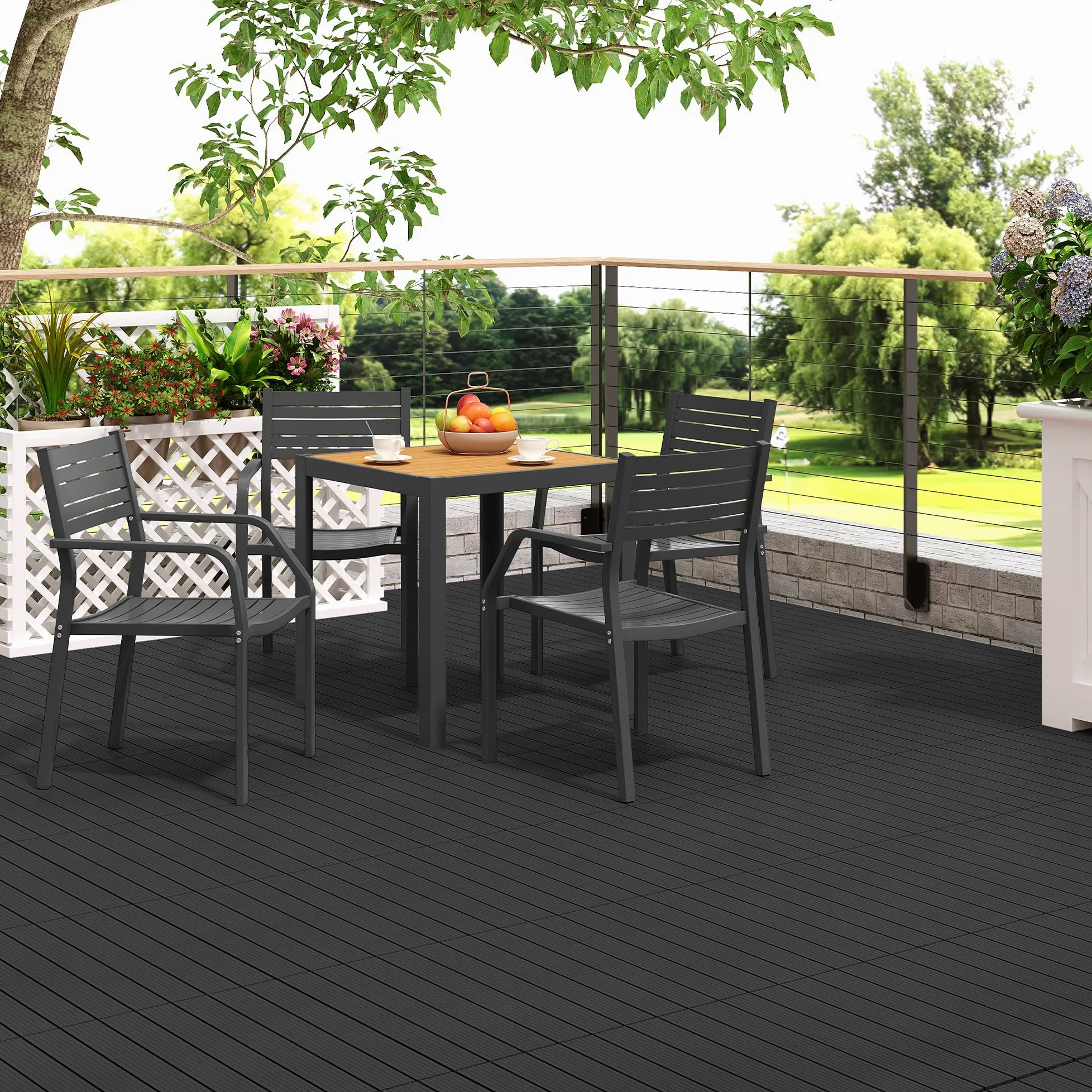 Laneetal Set di 12 Pavimento per Esterno, Pavimento WPC Incastro, per Giardino, Patio, Terrazza, Balcone, Pavimentazione Esterna 30x60 cm, Antracite