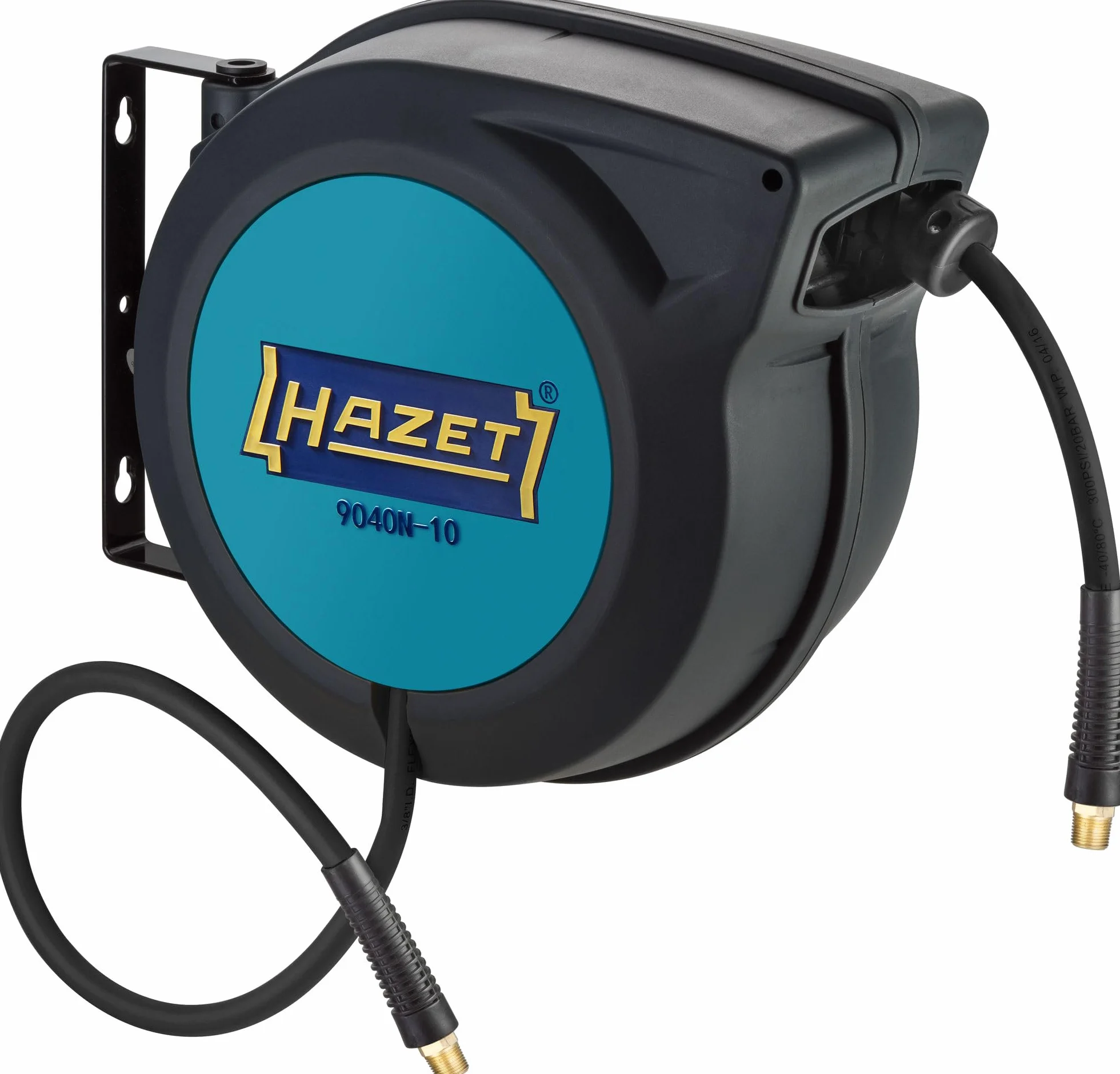 Avvolgitubo HAZET 9040N-10 | Lunghezza del tubo: 15 m, diametro interno del tubo: 10 mm, pressione massima: 20 bar per aria compressa e acqua | Avvolgitubo per l'avvolgimento pulito dei tubi".