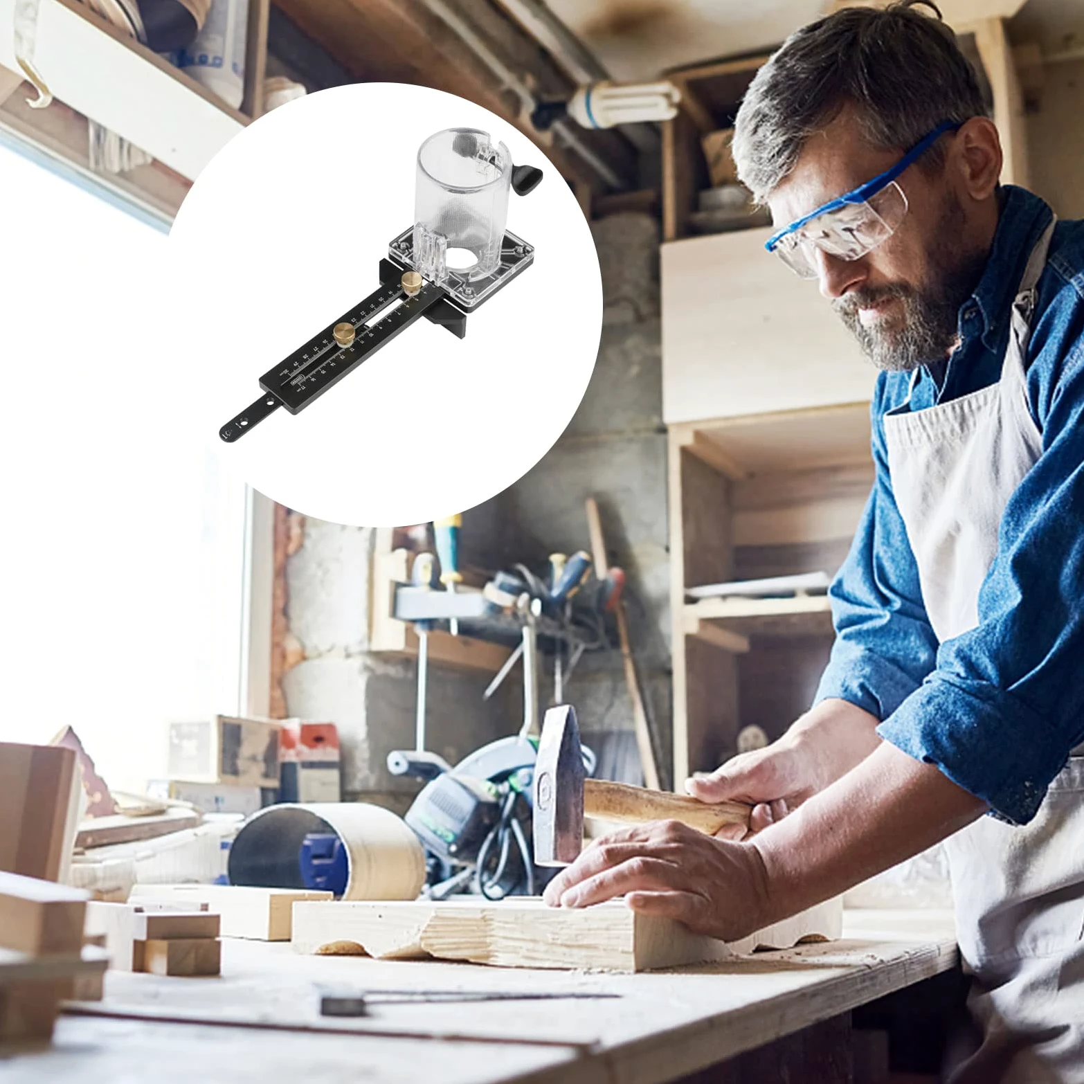 Maschera da taglio circolare per macchina da taglio, fresatrice per legno con base a scanalatura circolare per la lavorazione del legno, strumenti fai da te