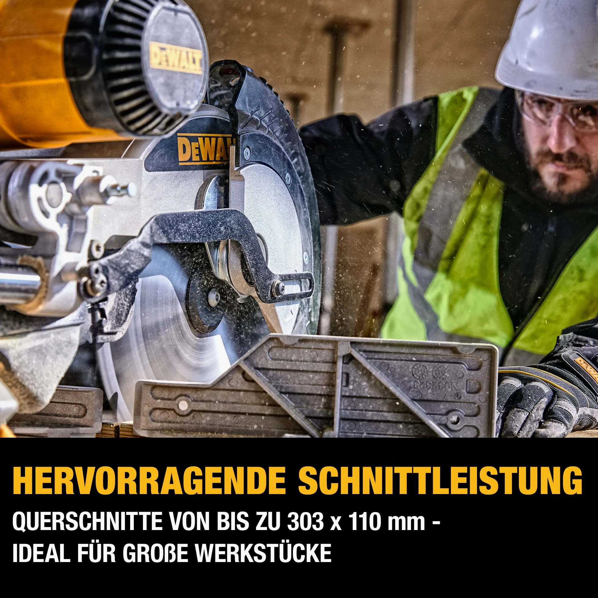 DEWALT DWS780-QS Troncatrice Radiale Doppio Abbattimento della Testa, 1675 W, Giallo/Nero, 305 mm