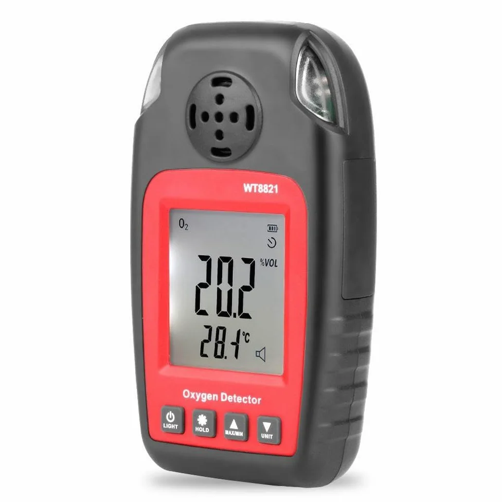 Jadeshay Rilevatore di Ossigeno,0~25% Vol Rilevatore di Gas Portatile Monitor O2 Analizzatore di Ossigeno Tester Rilevatore di Contenuto di Ossigeno con Display LCD WT8821