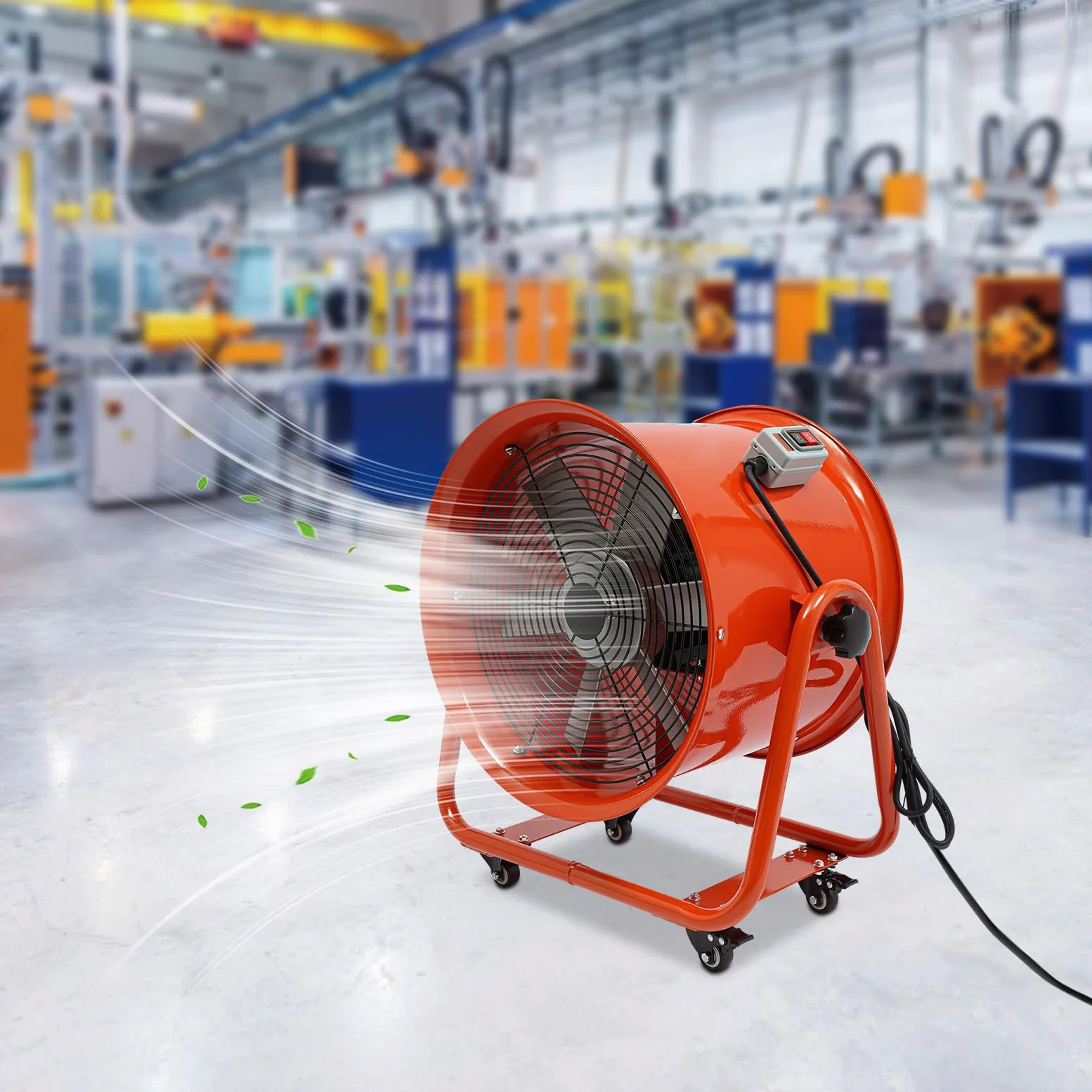 Ventilatore industriale 280 Pa, 15000 m³/h, 2800 rpm, con 6 pale, angolo regolabile, design valvola monouso, ventilatore industriale a basso rumore con motore in rame, griglia di protezione dei freni