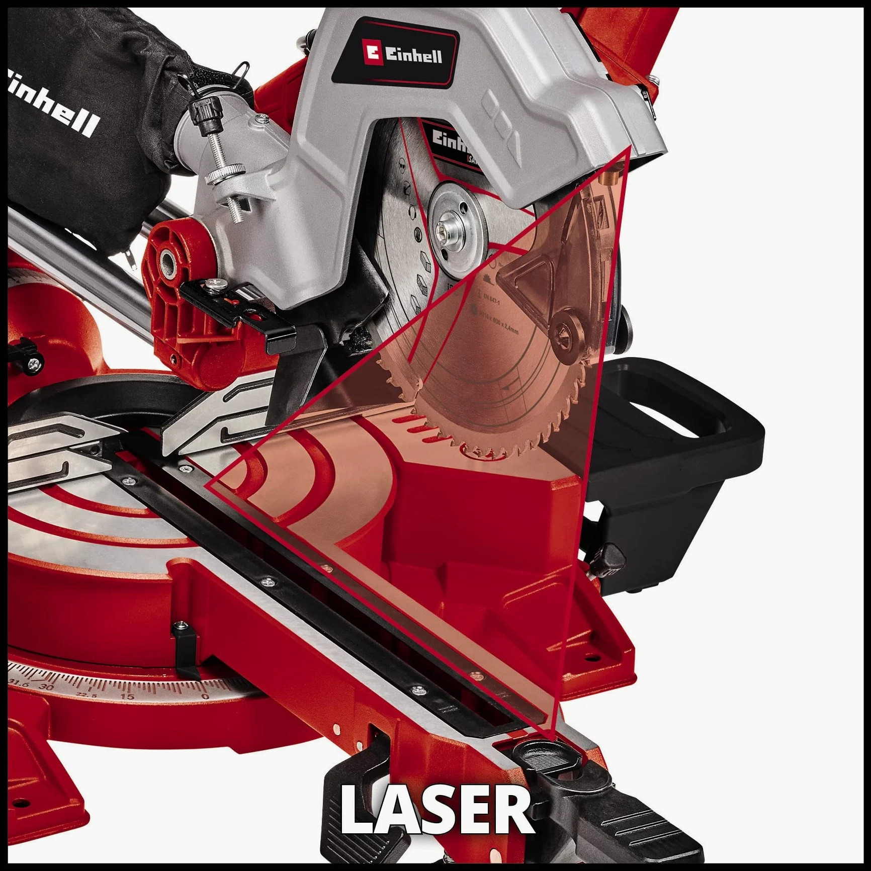 Einhell TE-SM 216 Dual Troncatrice radiale (230-240 V, 1800 W, giri al min. 5000, lama Ø216 x ø30-60 denti, inclinabile DESTRA E SINISTRA 0-45°, taglio max 305 x 65 mm)