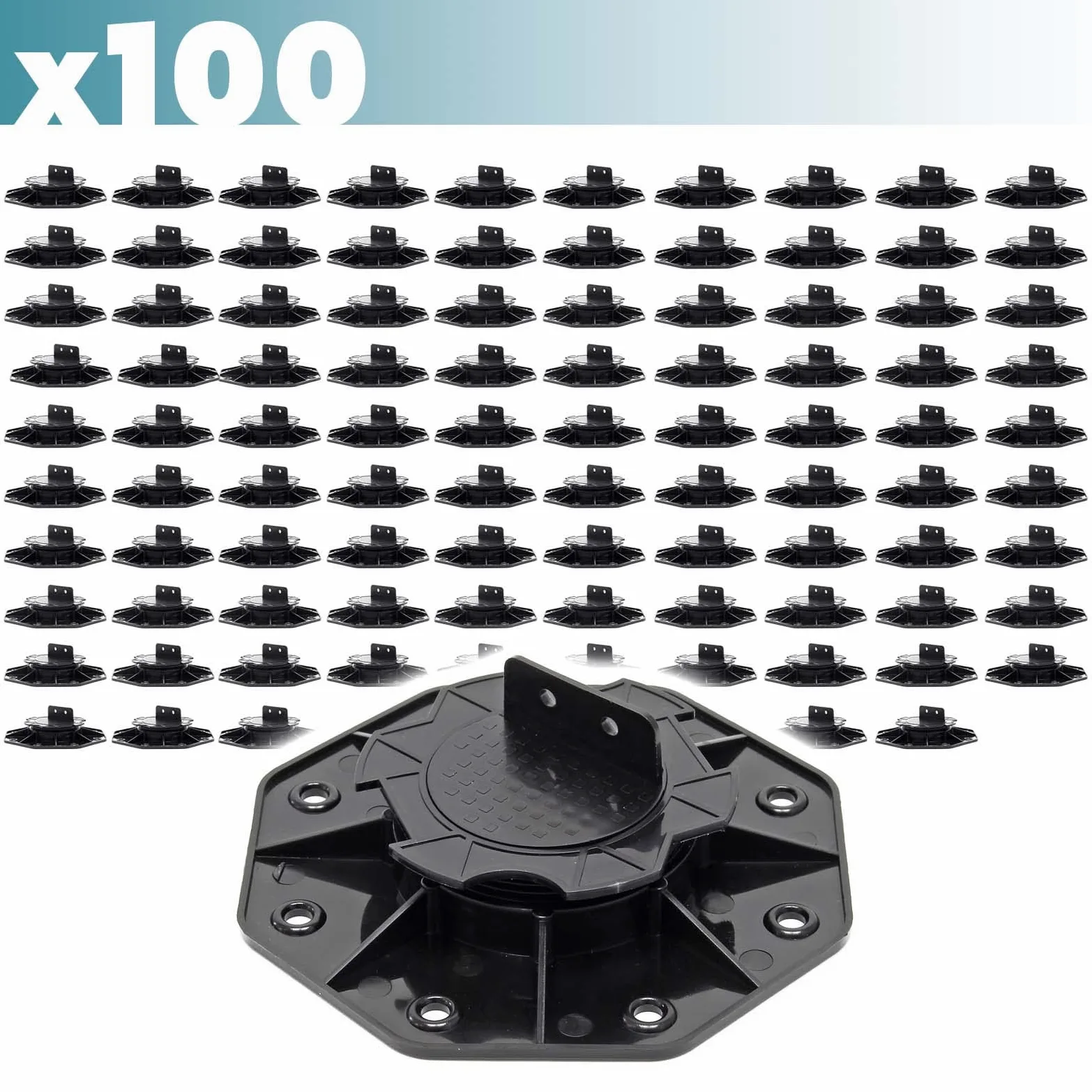 XPOtool Set 100 supporti per pavimenti galleggianti, Altezza regolabile 18-25mm Max 2700 kg, Piedini per Decking