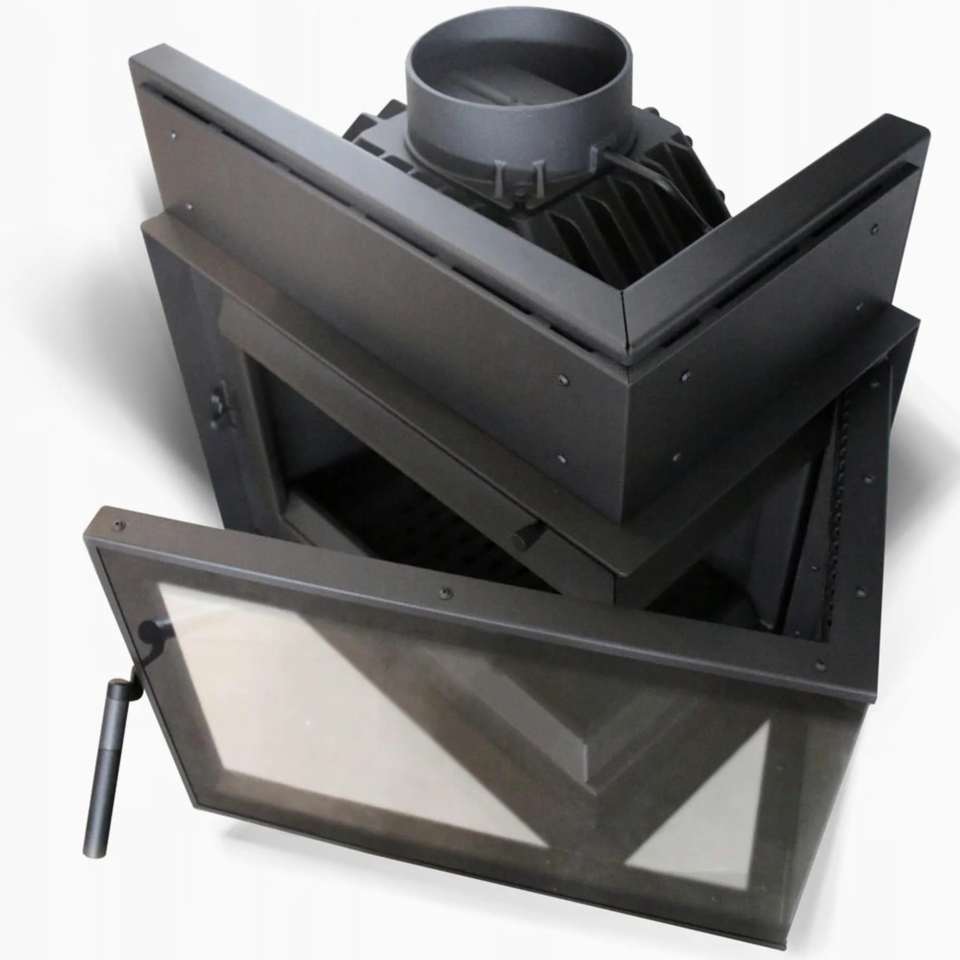 KRATKI SIMPLE Camino a legna 8 kW Ø 150 in ghisa con inserto per presa d'aria - stufa a legna Conforme BImSchV 2, Efficienza termica 80% - Inserto per camino riscalda a 100 m², apertura a sinistra